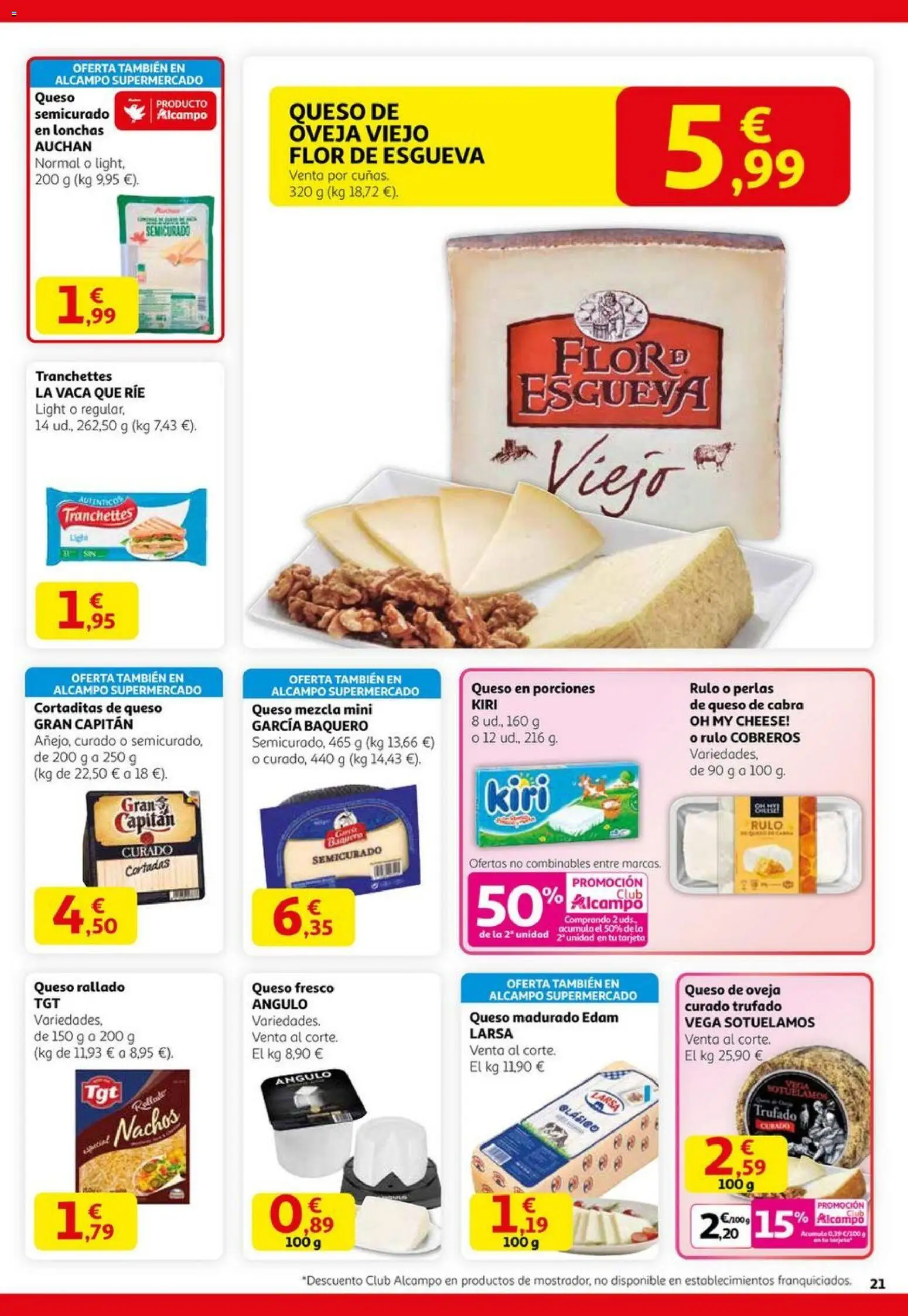 Alcampo - Black Friday │ válido desde el 06.11.2025 | Página: 21 | Productos: Queso de oveja, Καλτσάκια μισά, Queso fresco, Queso rallado