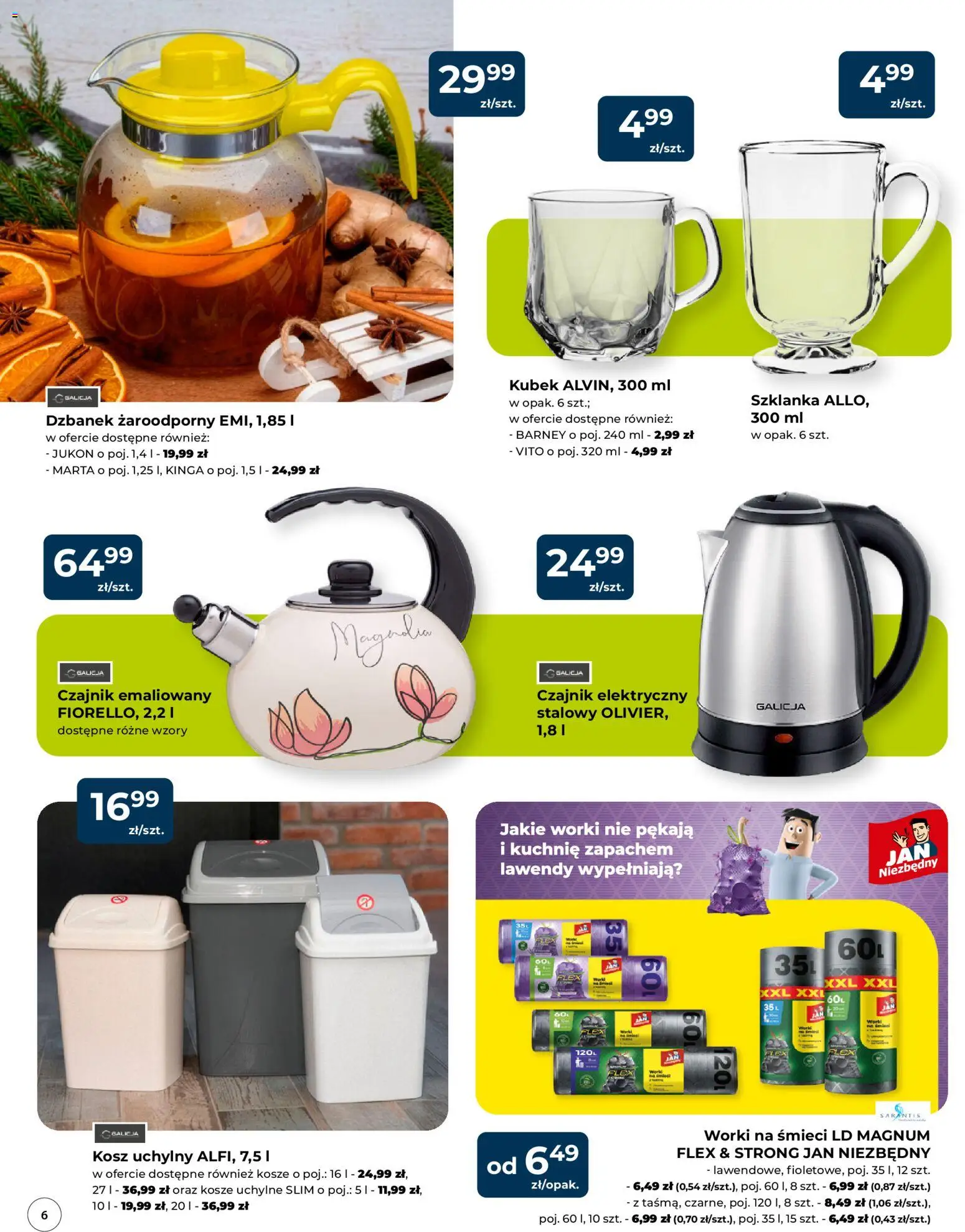 Mrówka Gazetka - Kielce od 12.02.2026 | Strona: 6 | Produkty: Szklanka, Dzbanek, Czajnik, Kosz