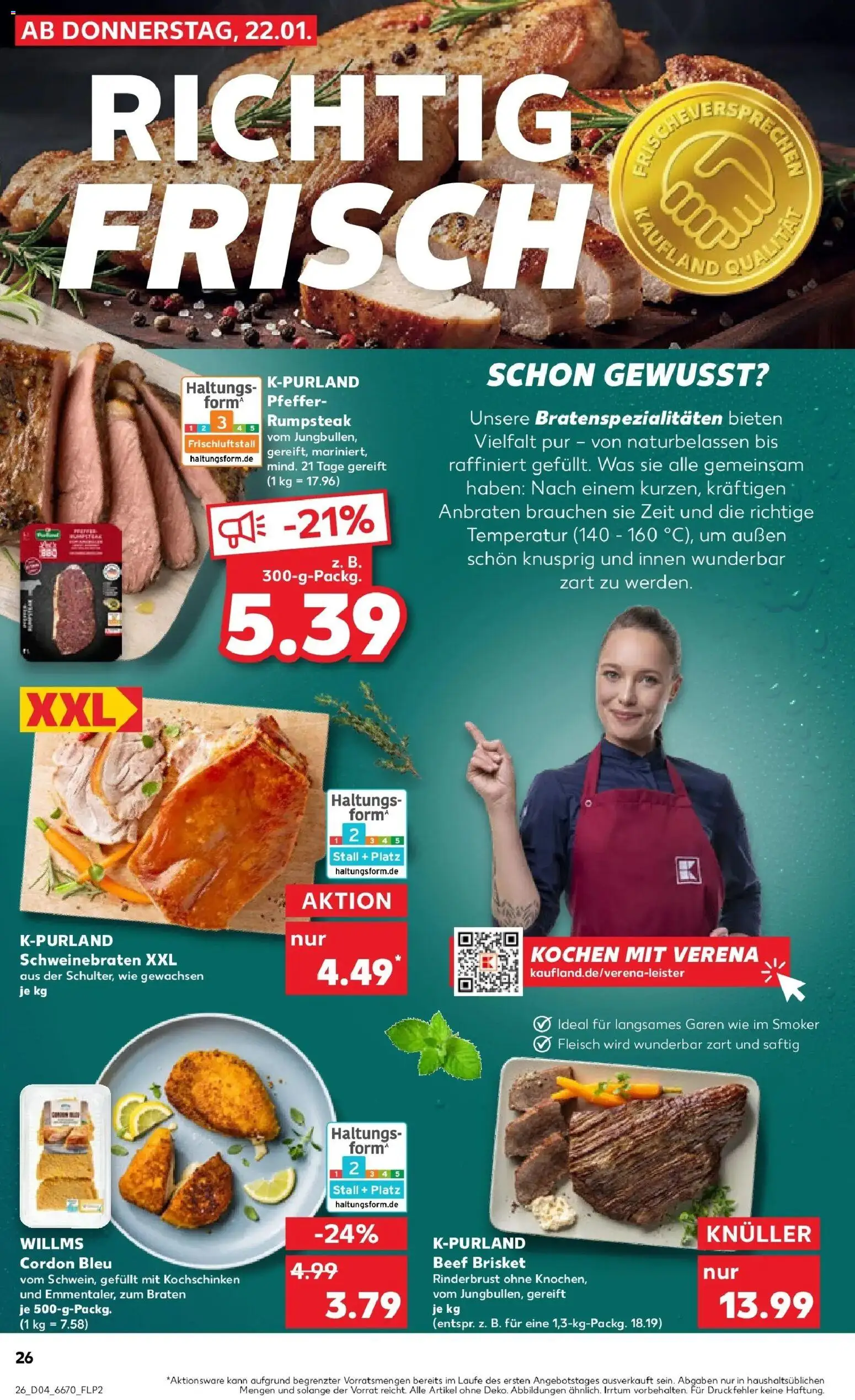 Prospekt Kaufland ab 25.01.2026 » Angebote Online zum Blättern | Seite: 26 | Produkte: Rumpsteak, Pfeffer, Steak, Fleisch