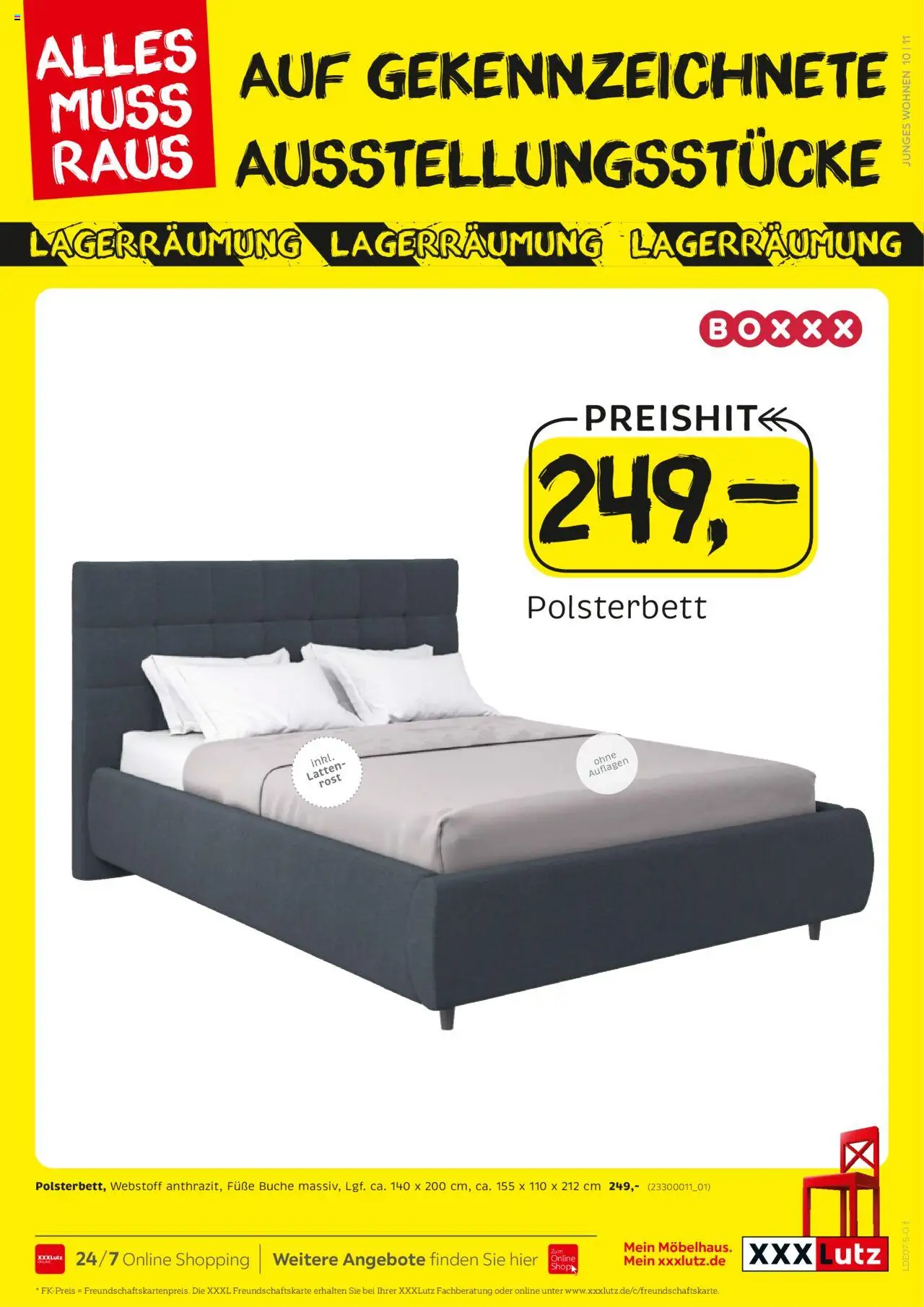 XXXL Lutz Größte Lagerräumungsverkauf - gültig ab dem 18.08.2025 | Seite: 11 | Produkte: Polsterbett