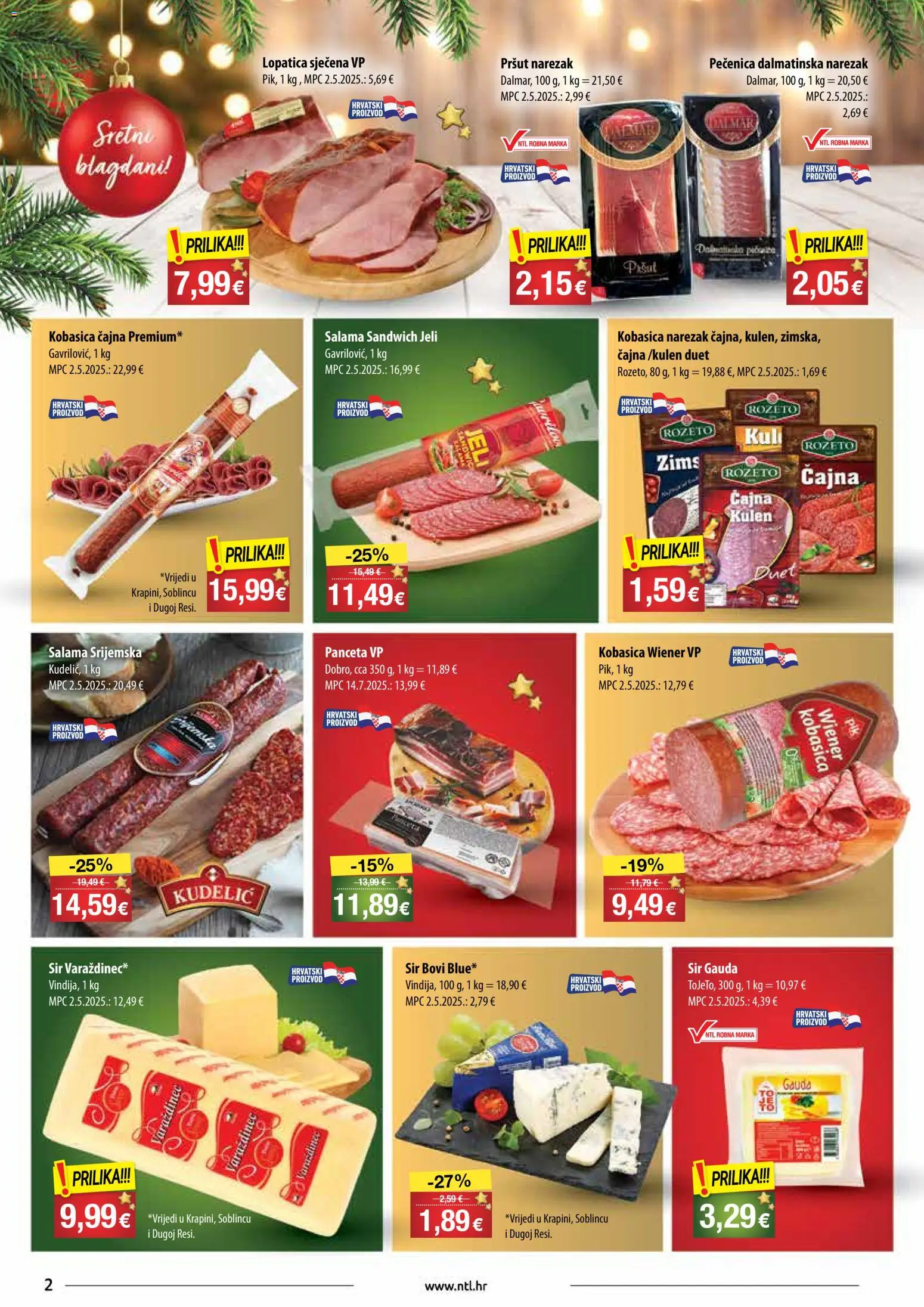 NTL katalog | vrijedi od 17.12.2025 | Stranica: 2 | Proizvodi: Gauda, Pršut, Narezak, Panceta
