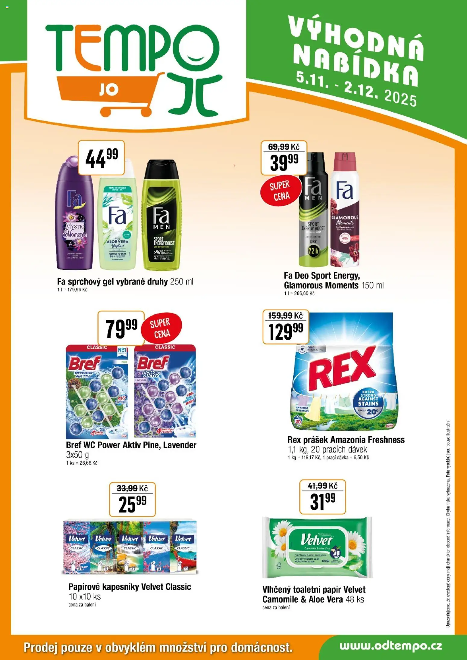 Tempo leták - JO od 05.11.2025 | Strana: 10 | Produkty: Toaletní papír, Papírové kapesníky, Velvet, Aloe vera