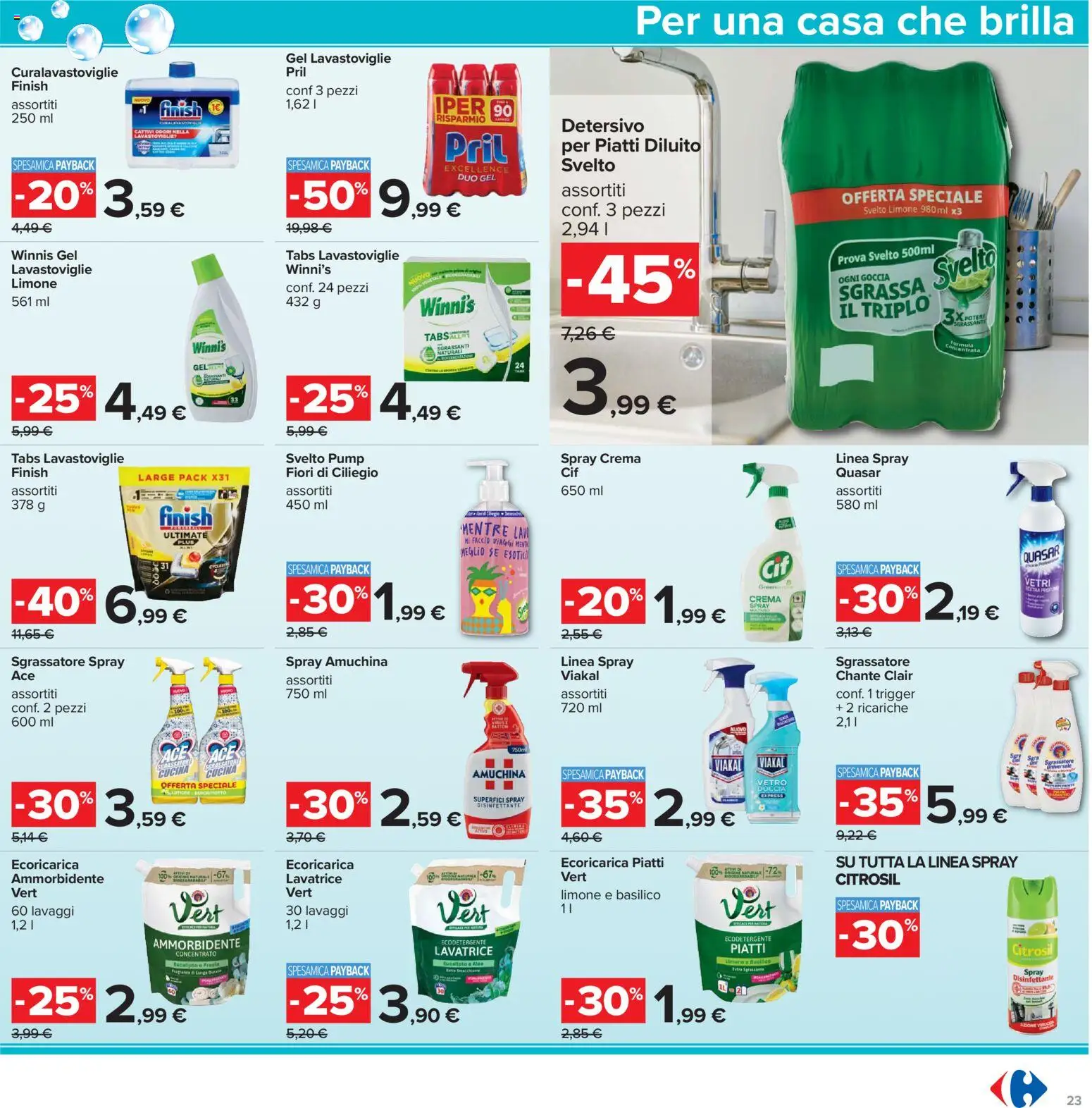 Volantino Carrefour del 02.01.2026 | Pagina: 23 | Prodotti: Spray disinfettante, Sgrassatore, Lavatrice, Doccia