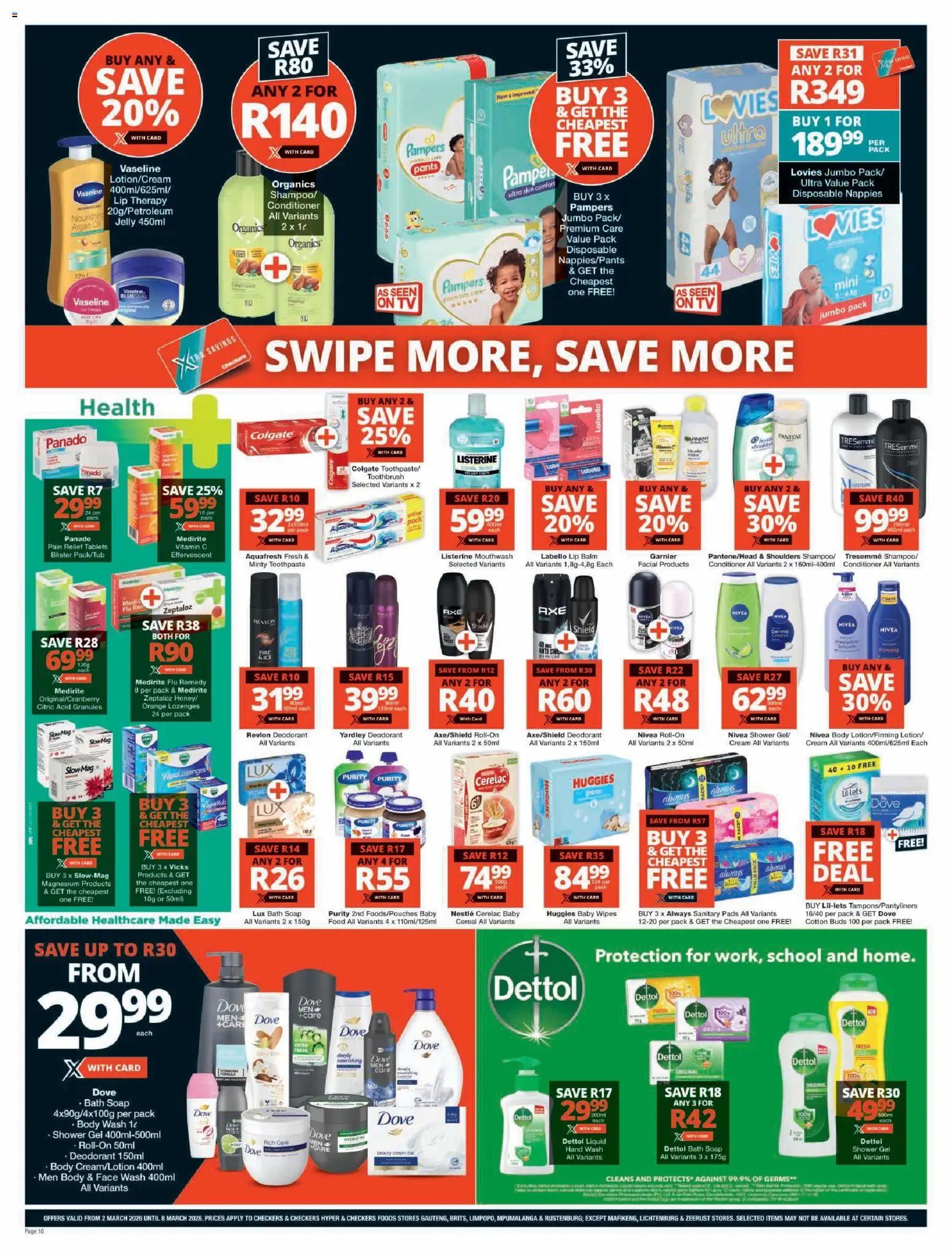 New Checkers catalogue – valid from 02.03.2026 | Page: 10 | Products: Conditioner, Lozenges, Deodorant, Cotton buds