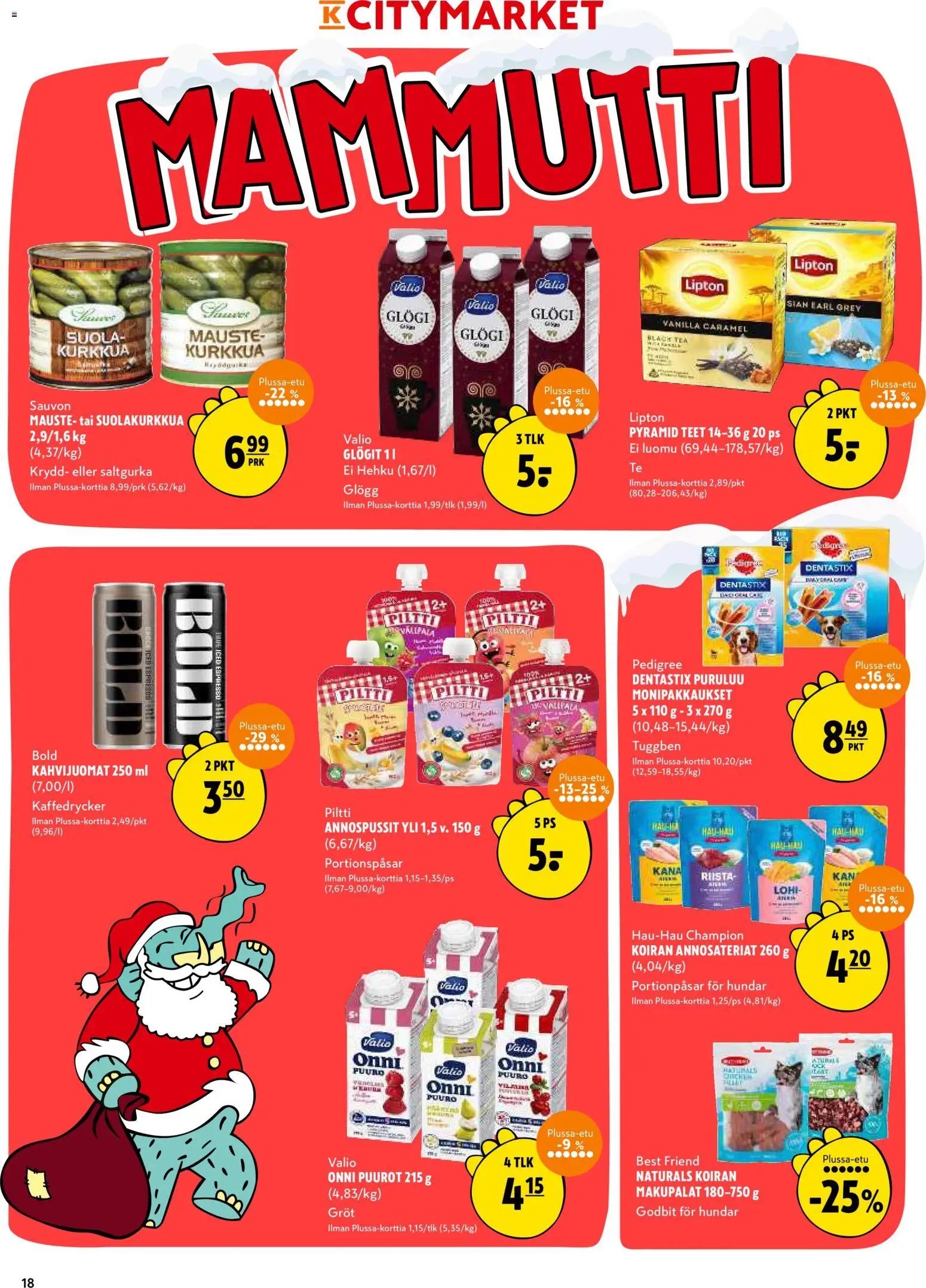 K-Citymarket tarjoukset – voimassa 08.12.2025 alkaen | Sivu: 18 | Tuotteet: Lohi, Kana, Suola