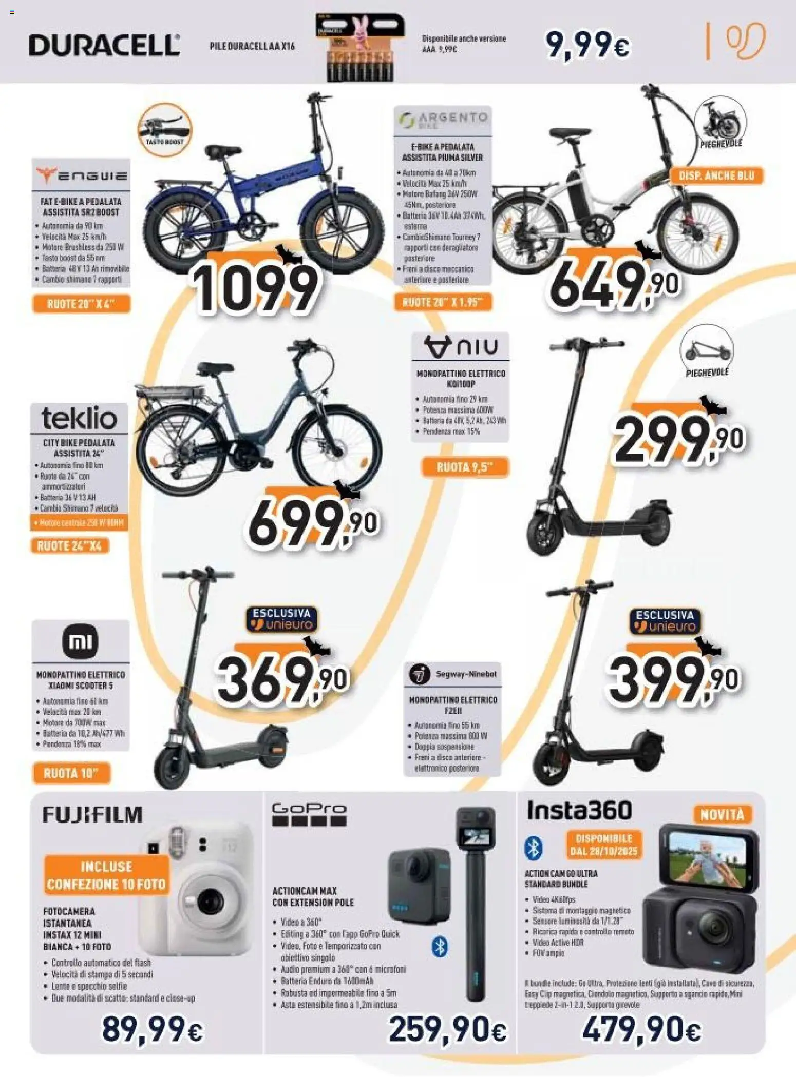Volantino Unieuro del 27.10.2025 | Pagina: 27 | Prodotti: Pile, Xiaomi, Monopattino, Specchio