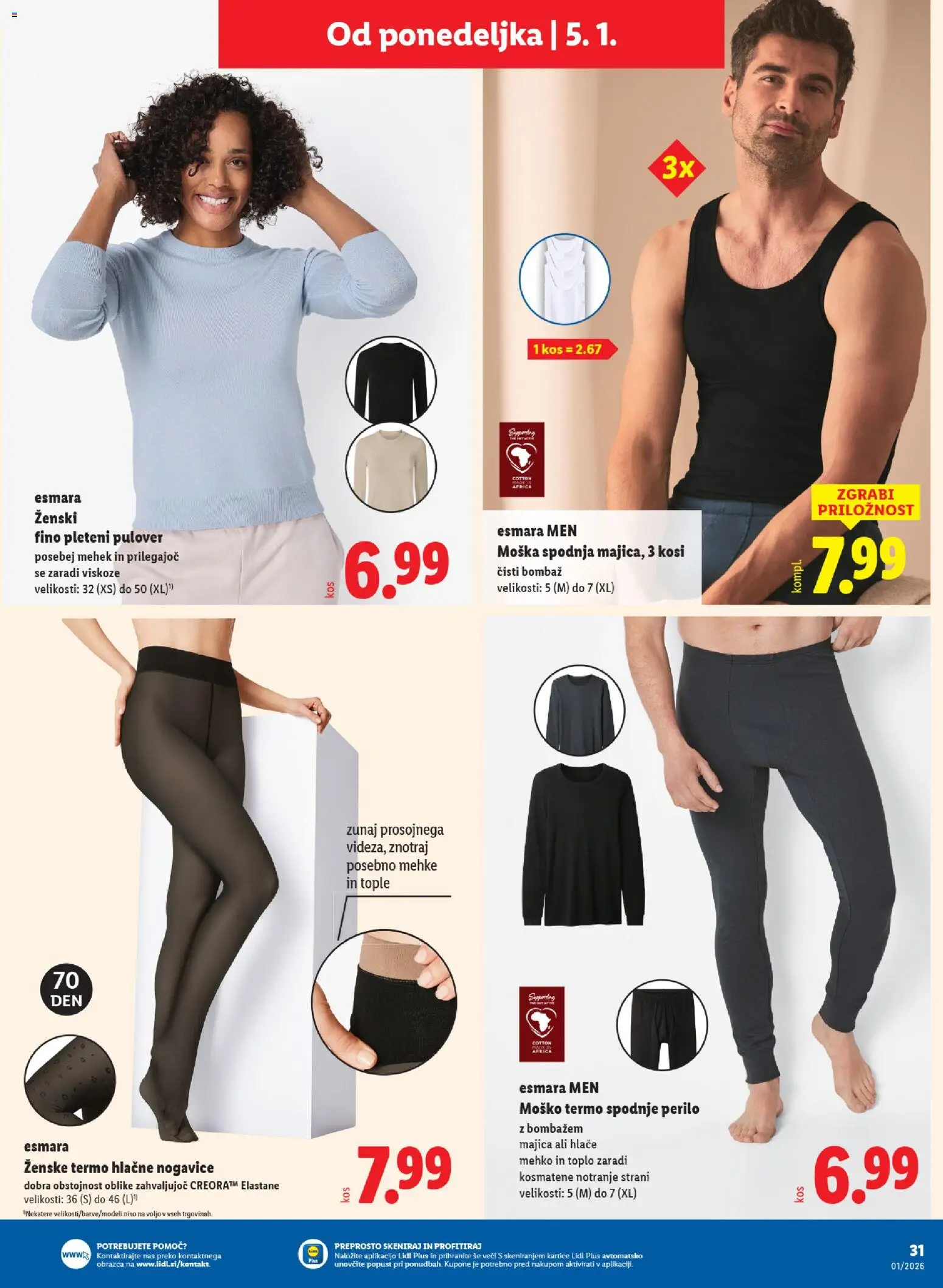 Novi Lidl katalog ponudbe – veljaven od 30.12.2025 | Stran: 41 | Izdelki: Kos, Majica, Hlace, Spodnje perilo