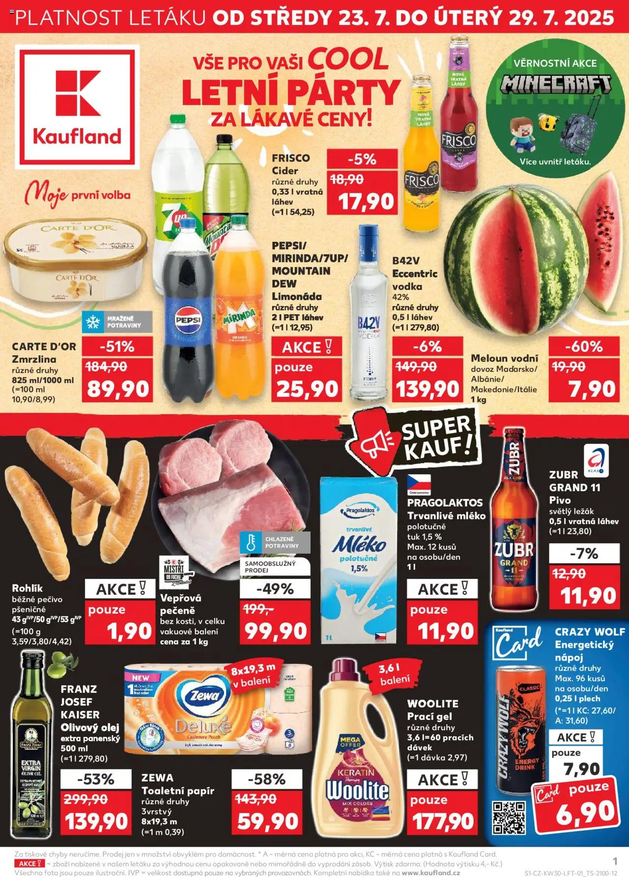 Kaufland leták - Liberec od 23.07.2025 | Strana: 1 | Produkty: Prací gel, Limonáda, Zmrzlina, Plech