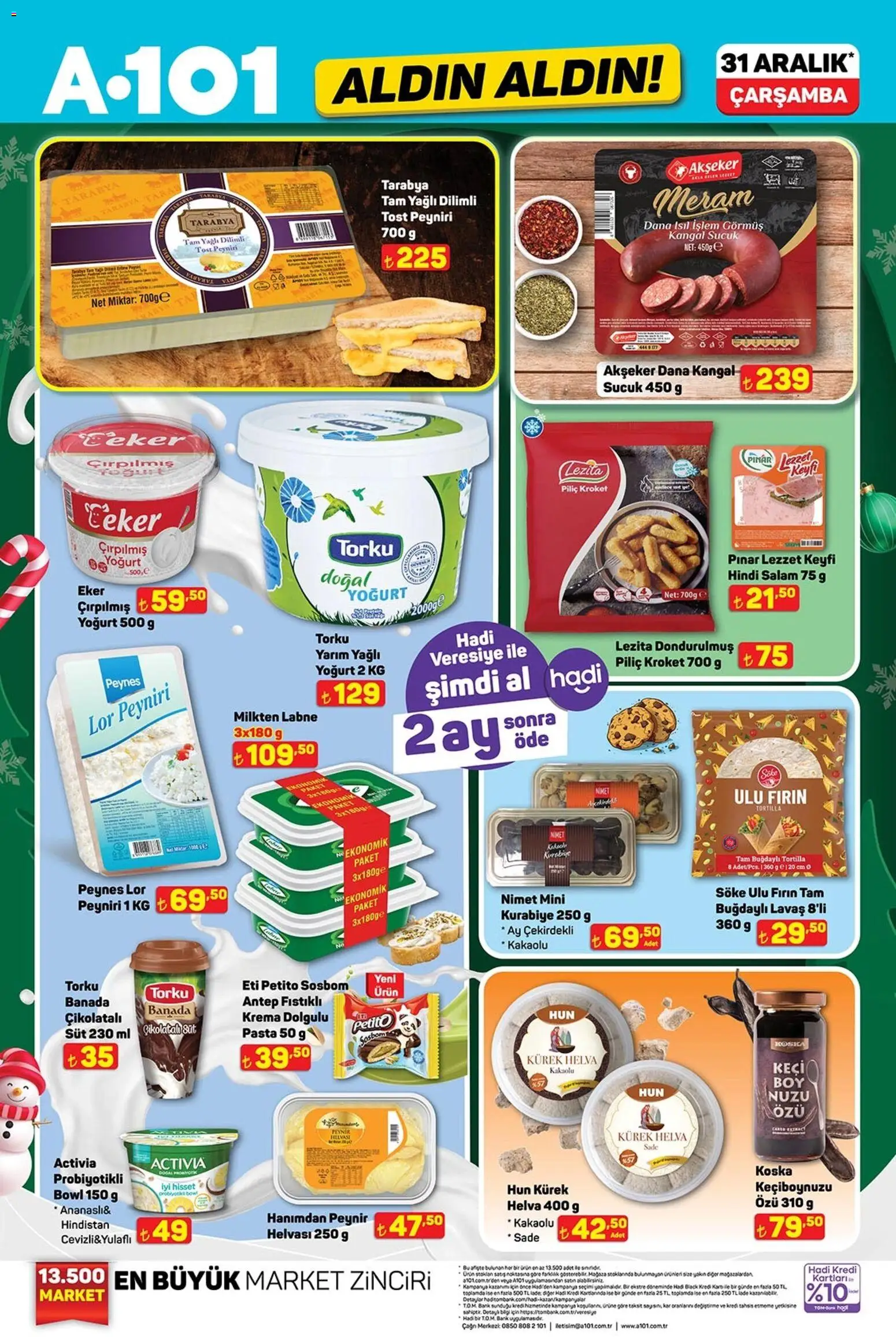 A101 Katalog Aldın Aldın - 31.12.2025 tarihinden itibaren geçerlidir | Sayfa: 1 | Ürünler: Yoğurt, Krema, Kurabiye, Piliç