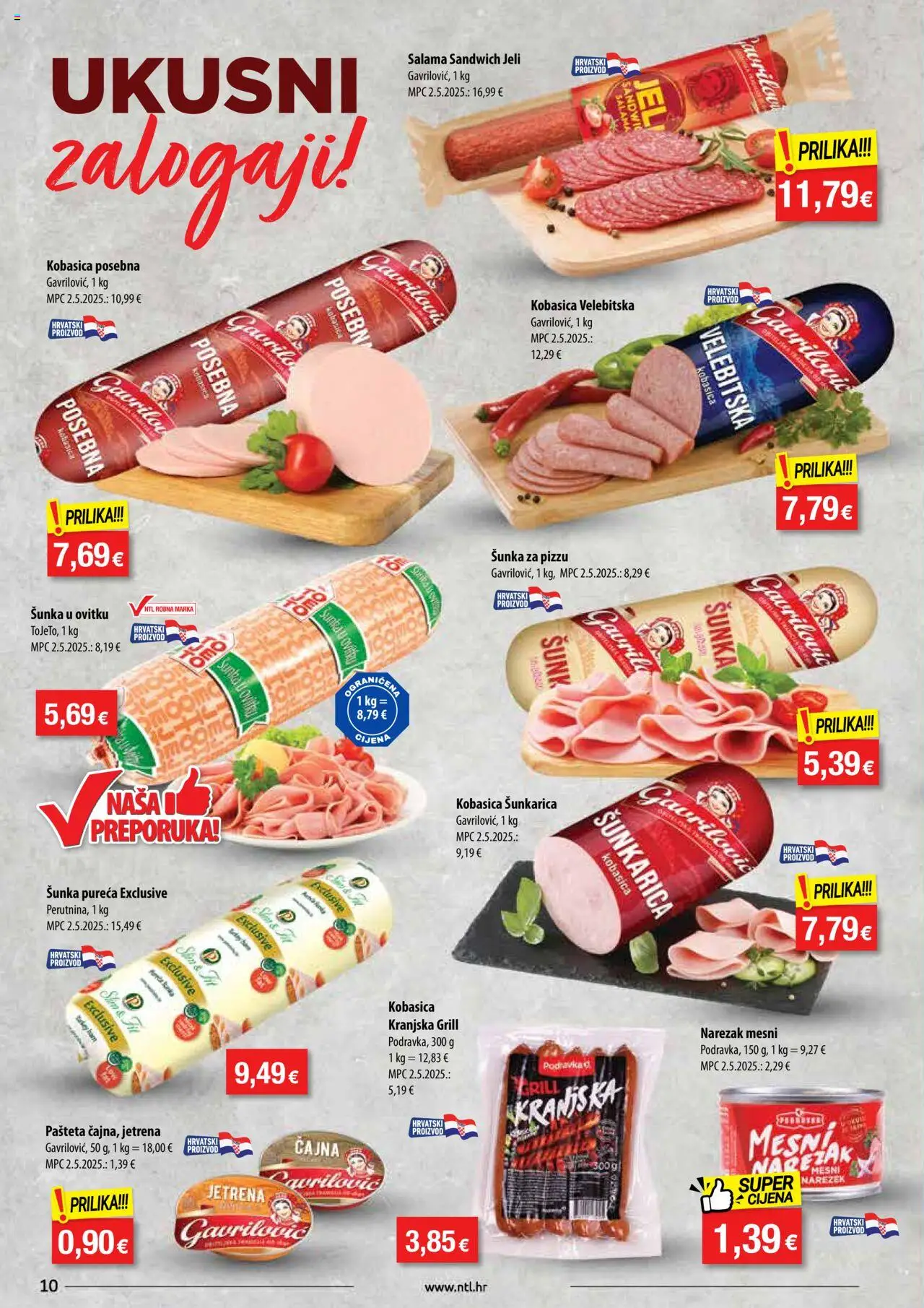 NTL katalog | vrijedi od 13.08.2025 | Stranica: 10 | Proizvodi: Salama, Šunka, Narezak, Kobasica