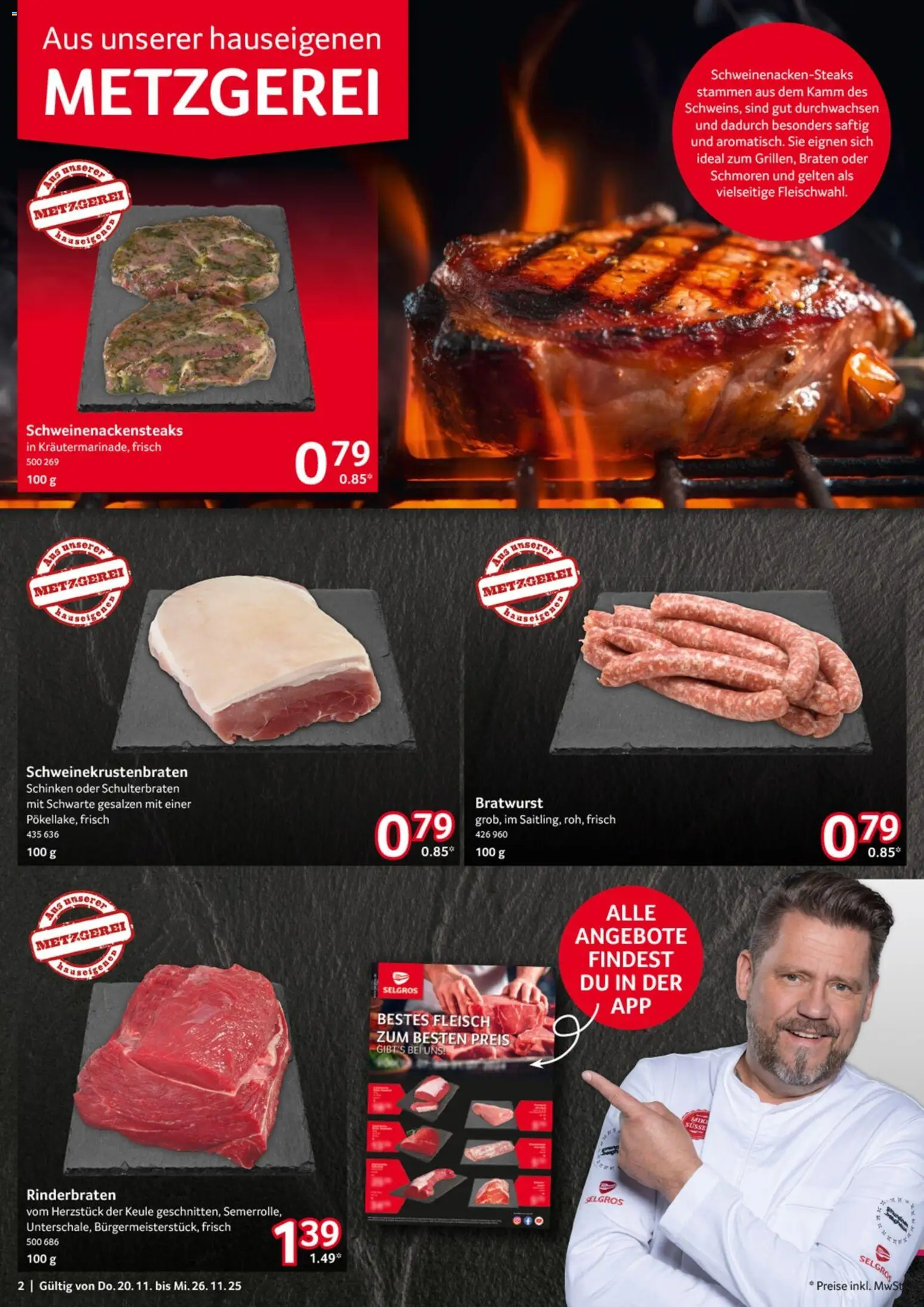 Selgros - Black Friday – gültig ab 20.11.2025 | Seite: 2 | Produkte: Rinderbraten, Bratwurst, Schinken, Fleisch