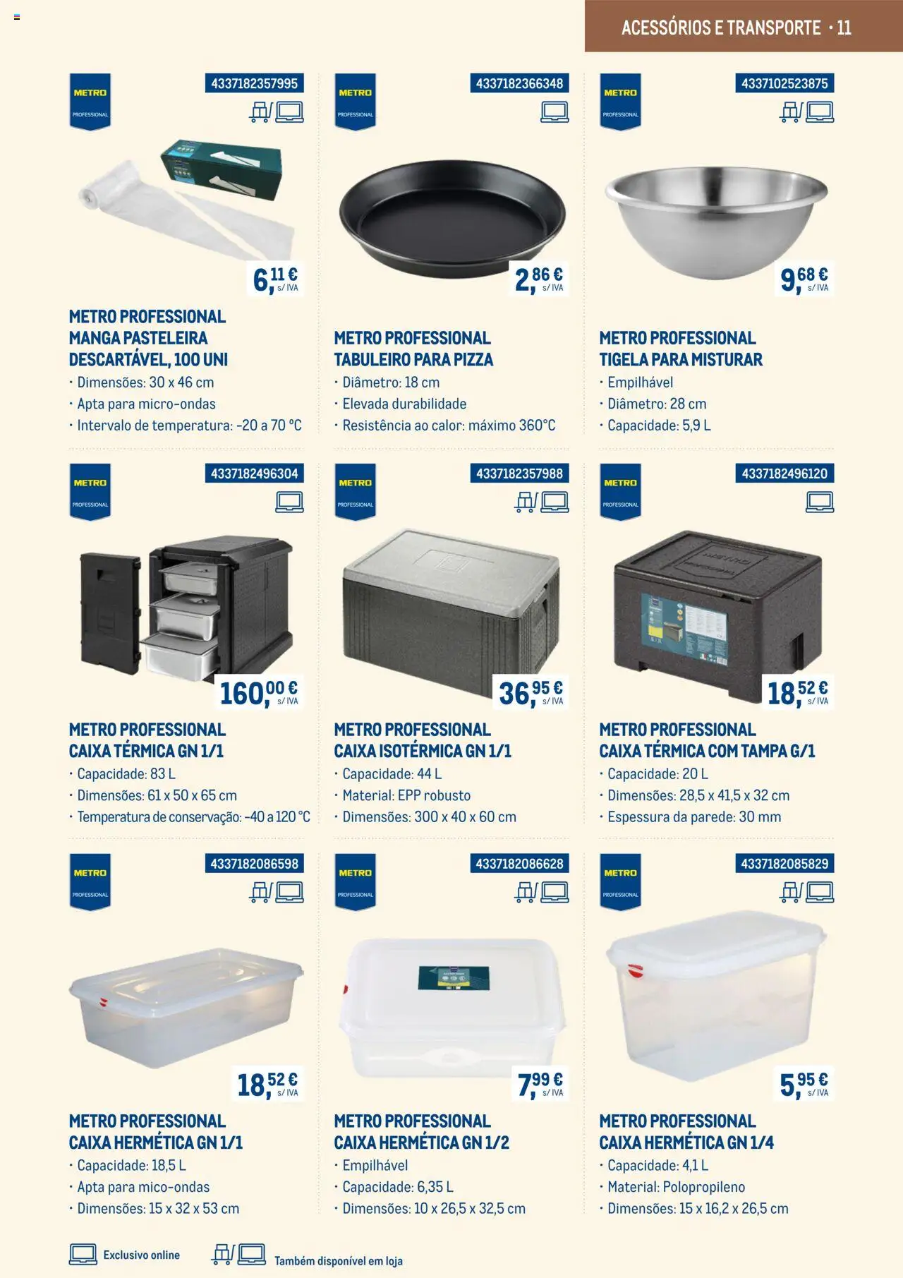 Makro -  Equipamento de cozinha e serviço de mesa - Catálogo 2025 │ válido de 03.03.2025 | Página: 11 | Produtos: Tigela, Caixa térmica, Caixa, Pizza