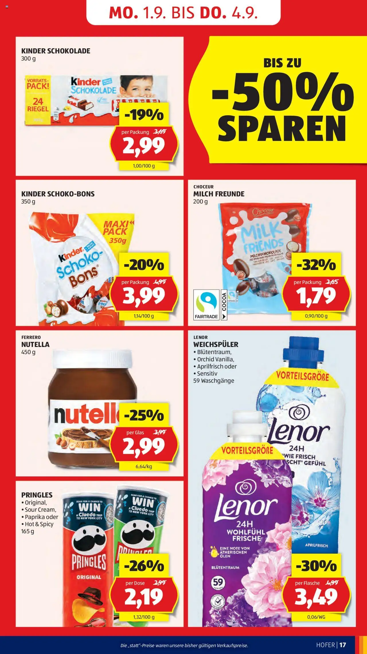 Hofer Flugblatt gültig ab 29.08.2025 | Seite: 19 | Produkte: Milch, Schokolade, Weichspüler