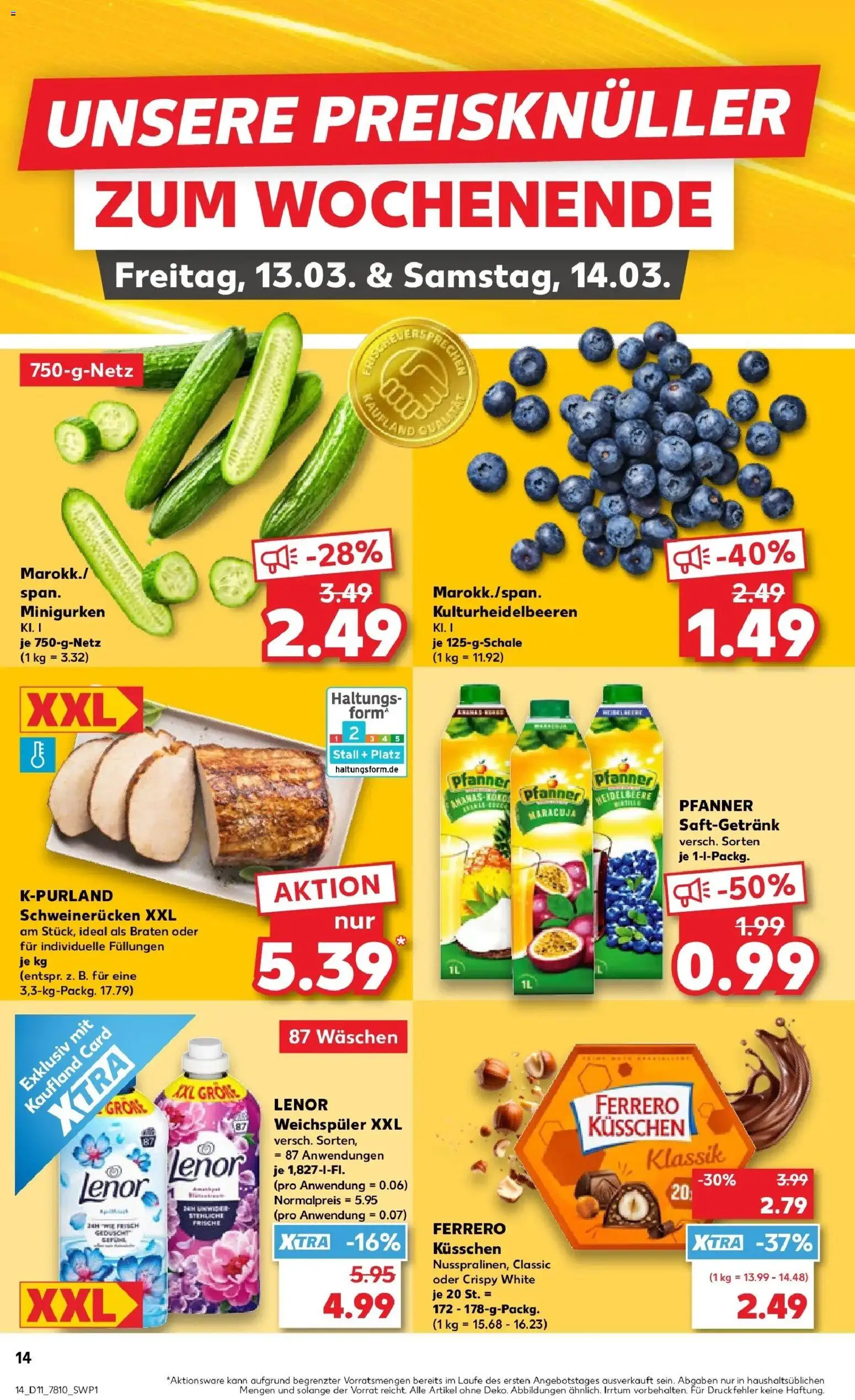 Kaufland Prospekt Donauwörth	 – gültig ab 12.03.2026 | Seite: 14 | Produkte: Lenor, Weichspüler, Schweinerucken