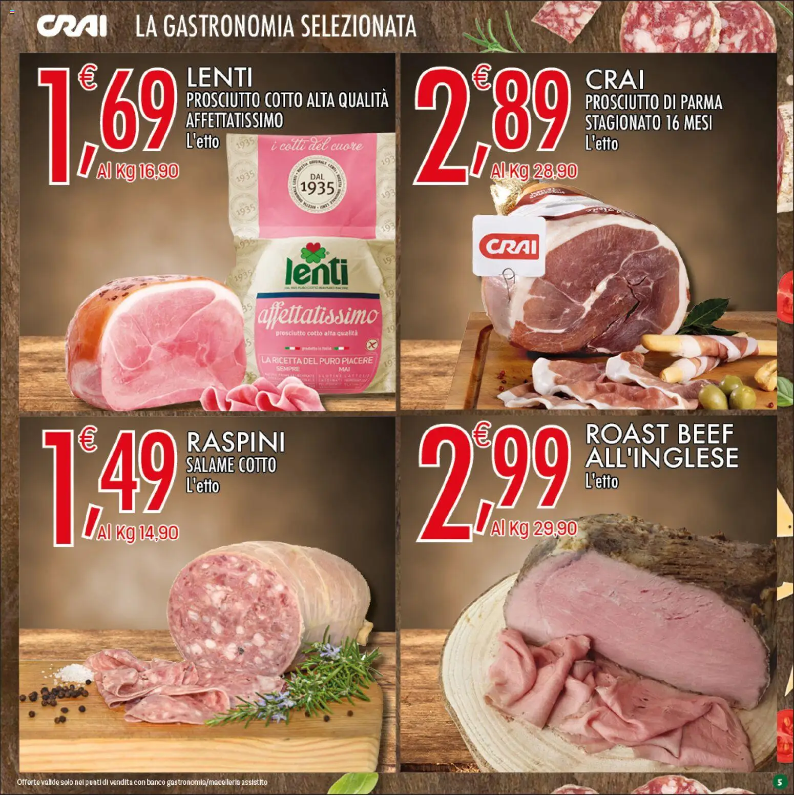 Volantino CRAI del 30.04.2026 | Pagina: 5 | Prodotti: Prosciutto di Parma, Prosciutto Cotto, Salame, Prosciutto