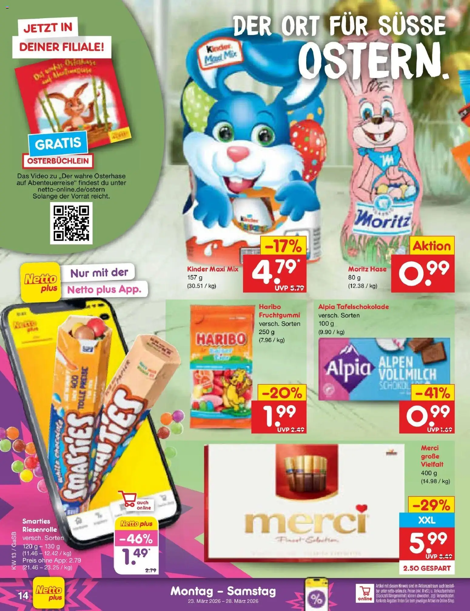 Netto Marken-Discount Prospekt Bremen-Lesum	 – gültig ab 23.03.2026 | Seite: 16 | Produkte: Merci, Haribo, Smarties, Video