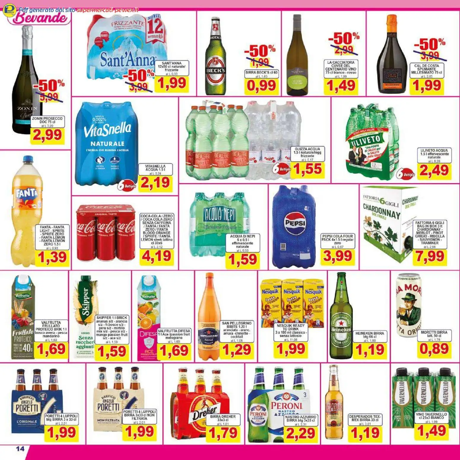 Volantino Pewex del 26.01.2026 | Pagina: 14 | Prodotti: Mango, Vino, Arancia, Pepsi