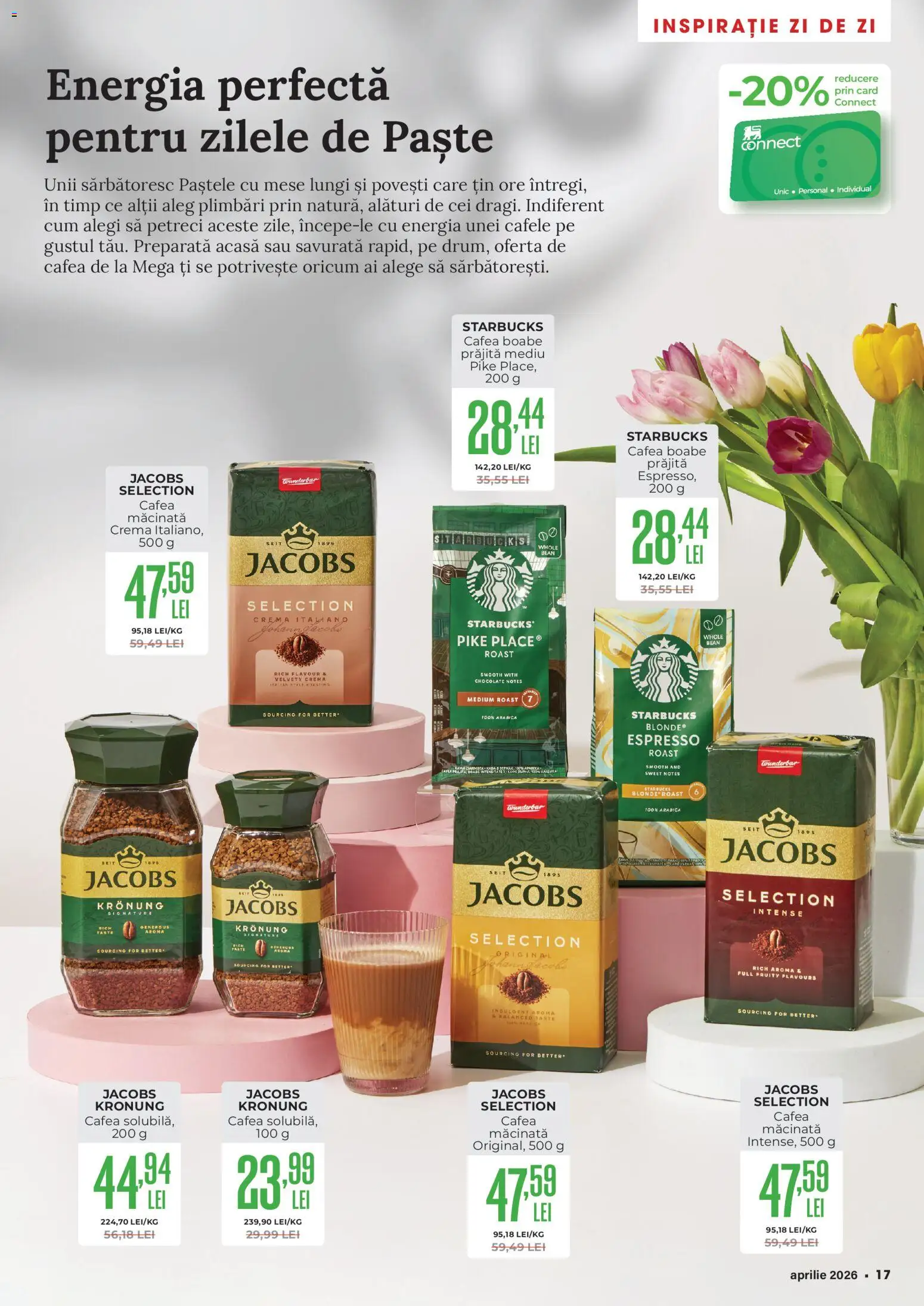 Noul catalog Mega Image – valabil de la 26.03.2026 | Pagină: 17 | Produse: Delgeç, Köpek çiti, Cafea, Paste