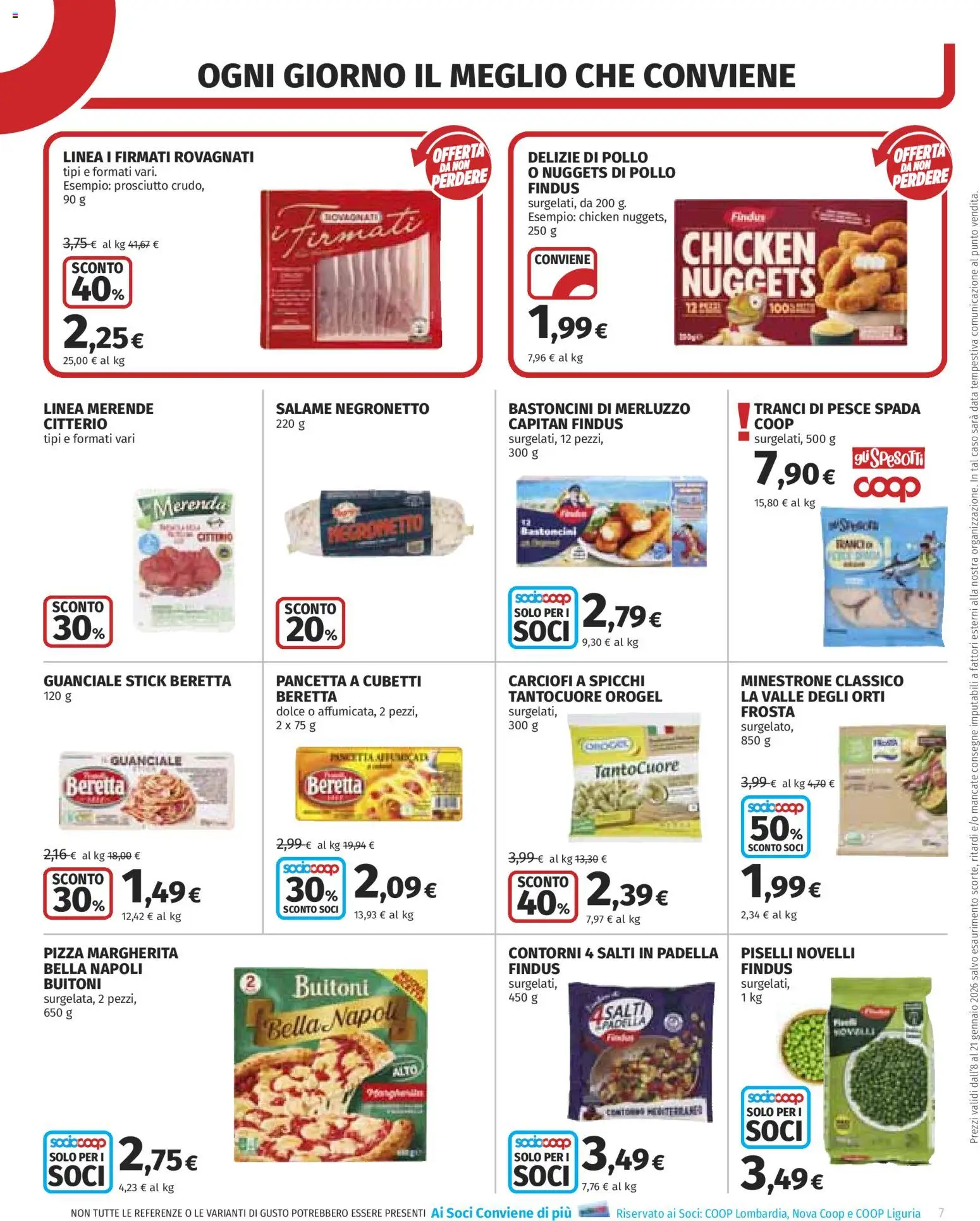 Volantino COOP del 08.01.2026 | Pagina: 7 | Prodotti: Nuggets, Prosciutto, Pesce spada, Guanciale