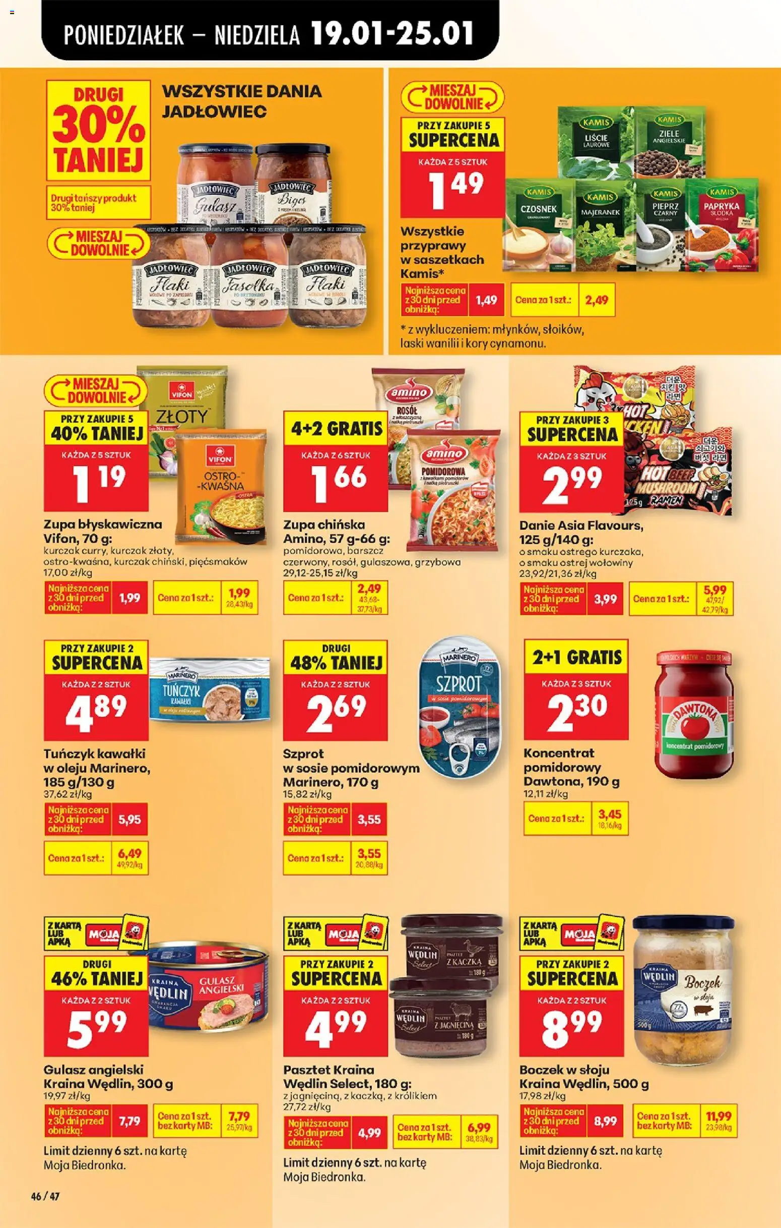Biedronka gazetka od 19.01.2026 | Strona: 58 | Produkty: Spody do pizzy, Morele, Baton, Orzeszki ziemne