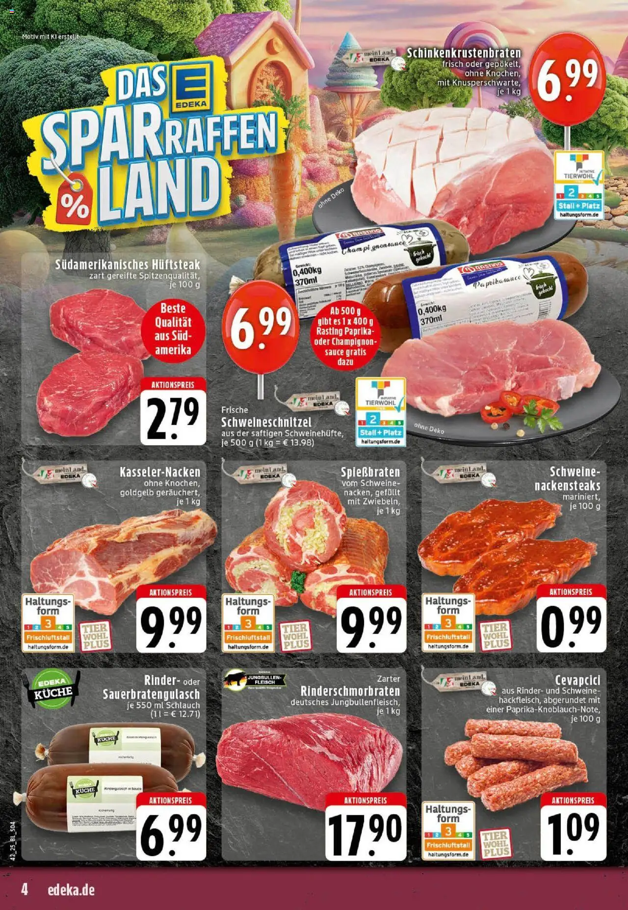 Edeka prospekt Westerkappeln	 – gültig ab 13.10.2025 | Seite: 4 | Produkte: Nackensteaks, Cevapcici, Paprika, Fleisch