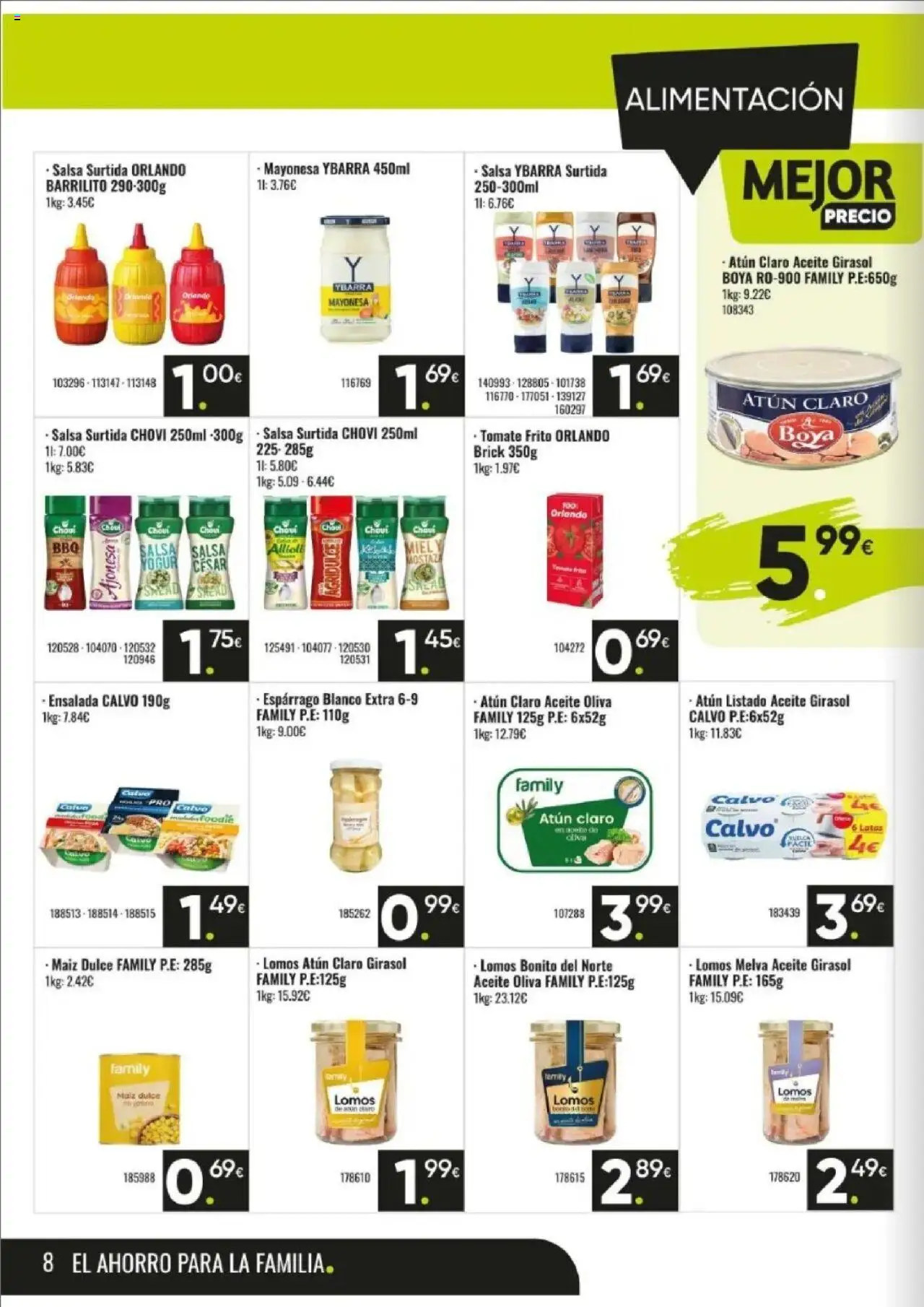 Family Cash folleto │ válido desde el 11.08.2025 | Página: 8 | Productos: Yogur, Ensalada, Οθόνη προβολής, Atún claro