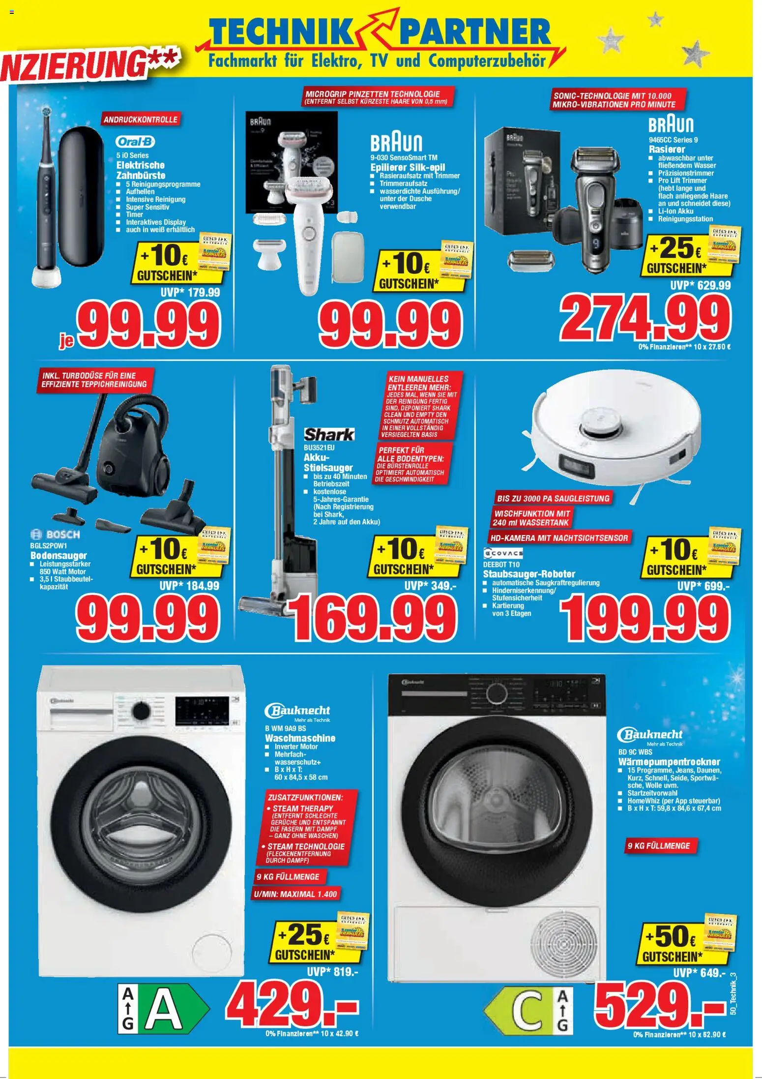 HERKULES Technik Partner – gültig ab 08.12.2025 | Seite: 3 | Produkte: Rasierer, Waschmaschine, Zahnbürste, TV