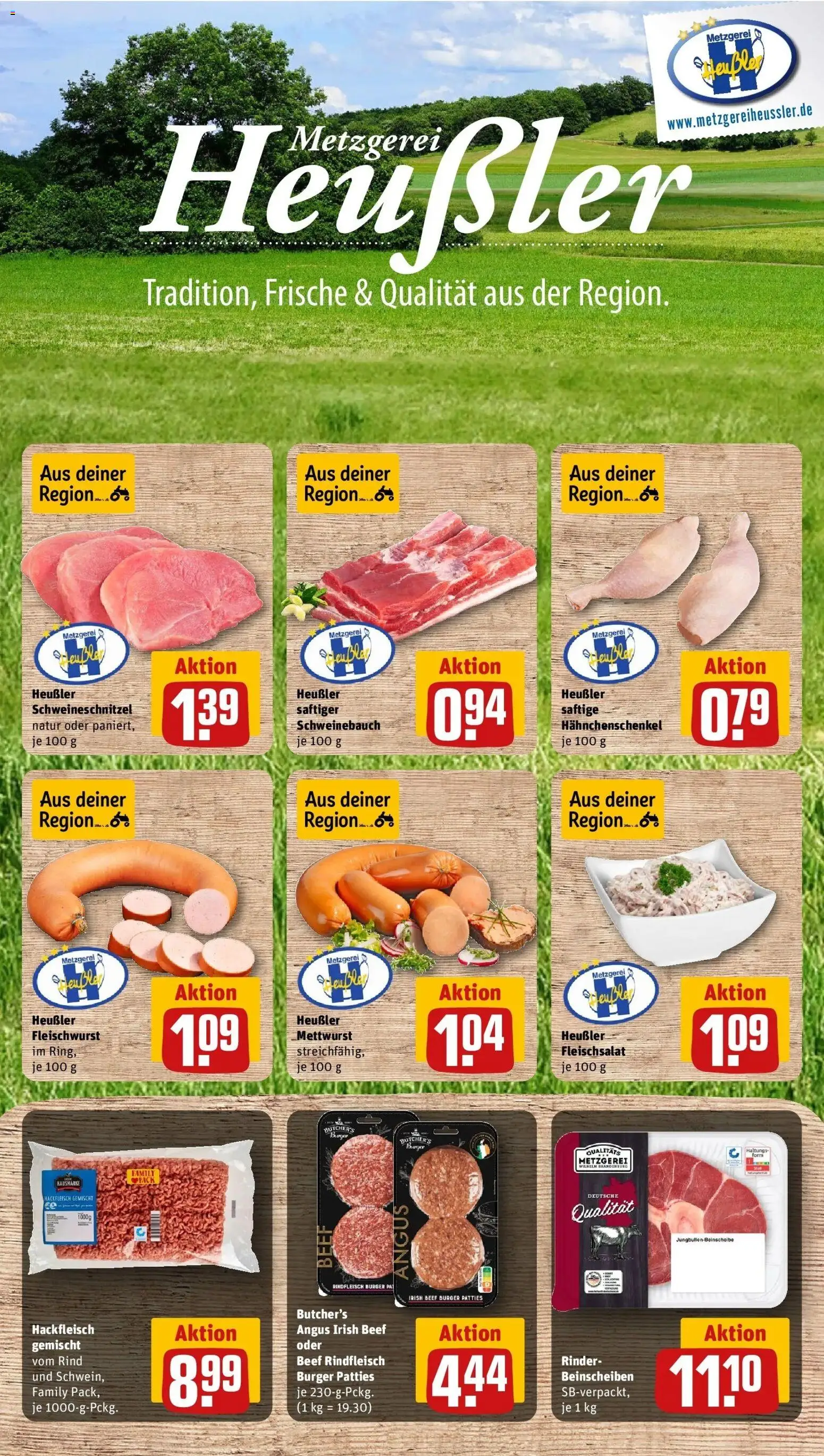 Rewe Prospekt Nersingen	 – gültig ab 02.03.2026 | Seite: 6 | Produkte: Hahnchenschenkel, Burger, Rindfleisch, Hackfleisch