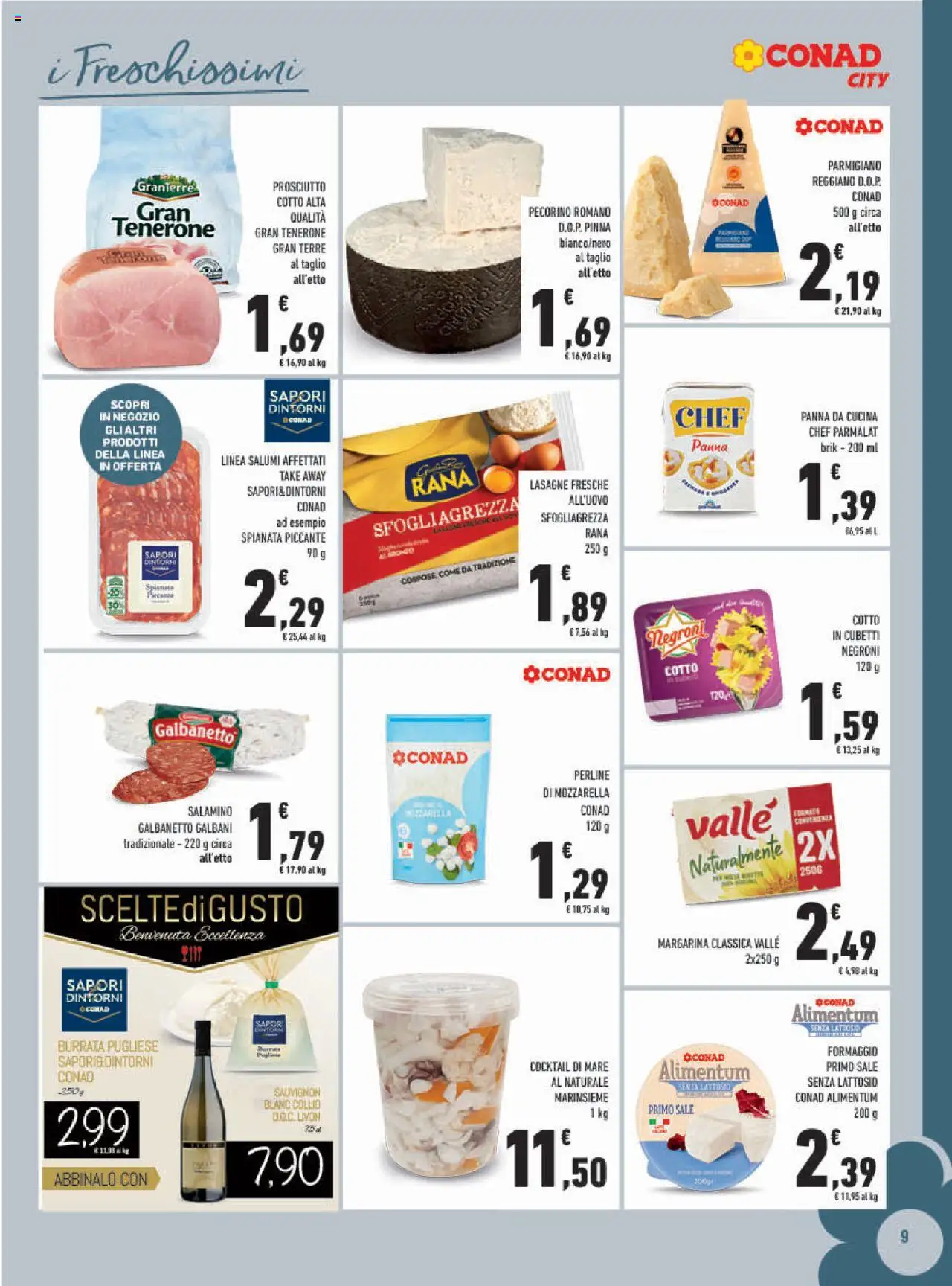 Volantino Conad del 13.08.2025 | Pagina: 9 | Prodotti: Parmigiano reggiano, Parmigiano, Pecorino Romano, Pecorino