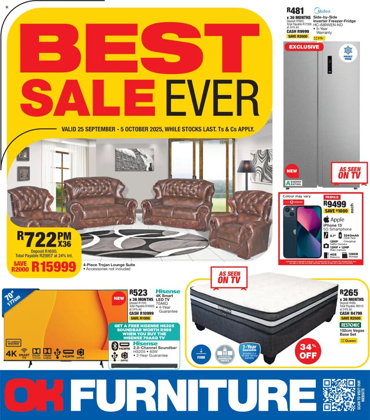 New OK Furniture catalogue – valid from 25.09.2025 | Page: 1 | Products: Audio, TV, Lounge suite, Soundbar