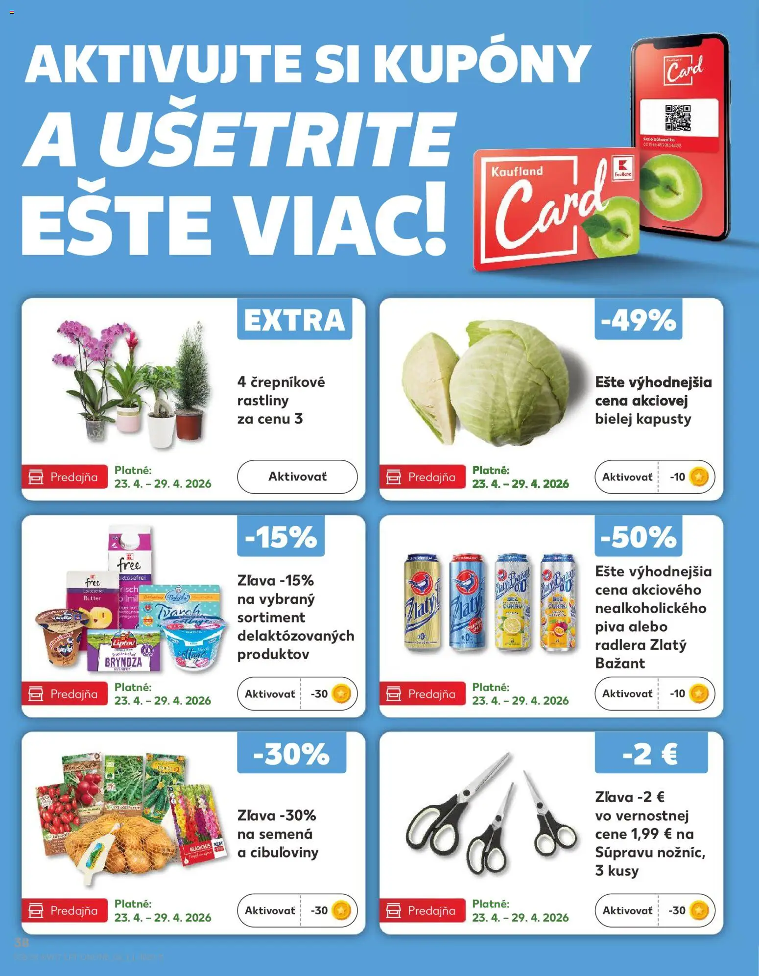 Nové Kaufland akcie – leták je platný od 23.04.2026 | Strana: 38 | Produkty: Bryndza, Zlatý Bažant