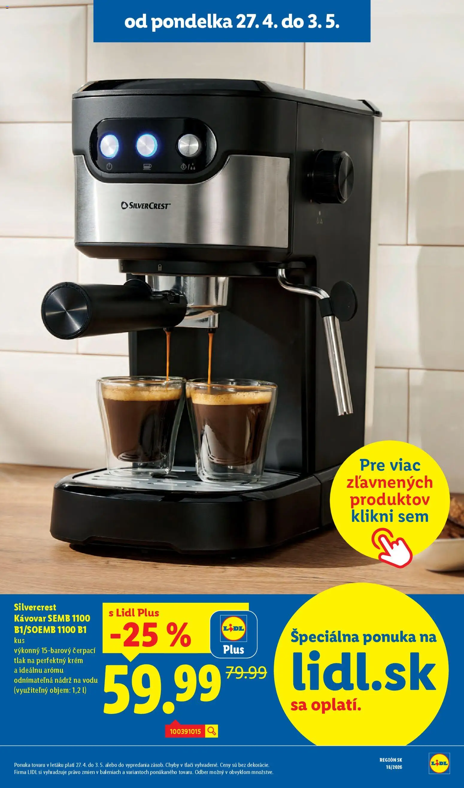 Nové Lidl akcie – leták je platný od 27.04.2026 | Strana: 47 | Produkty: Kávovar, Krém