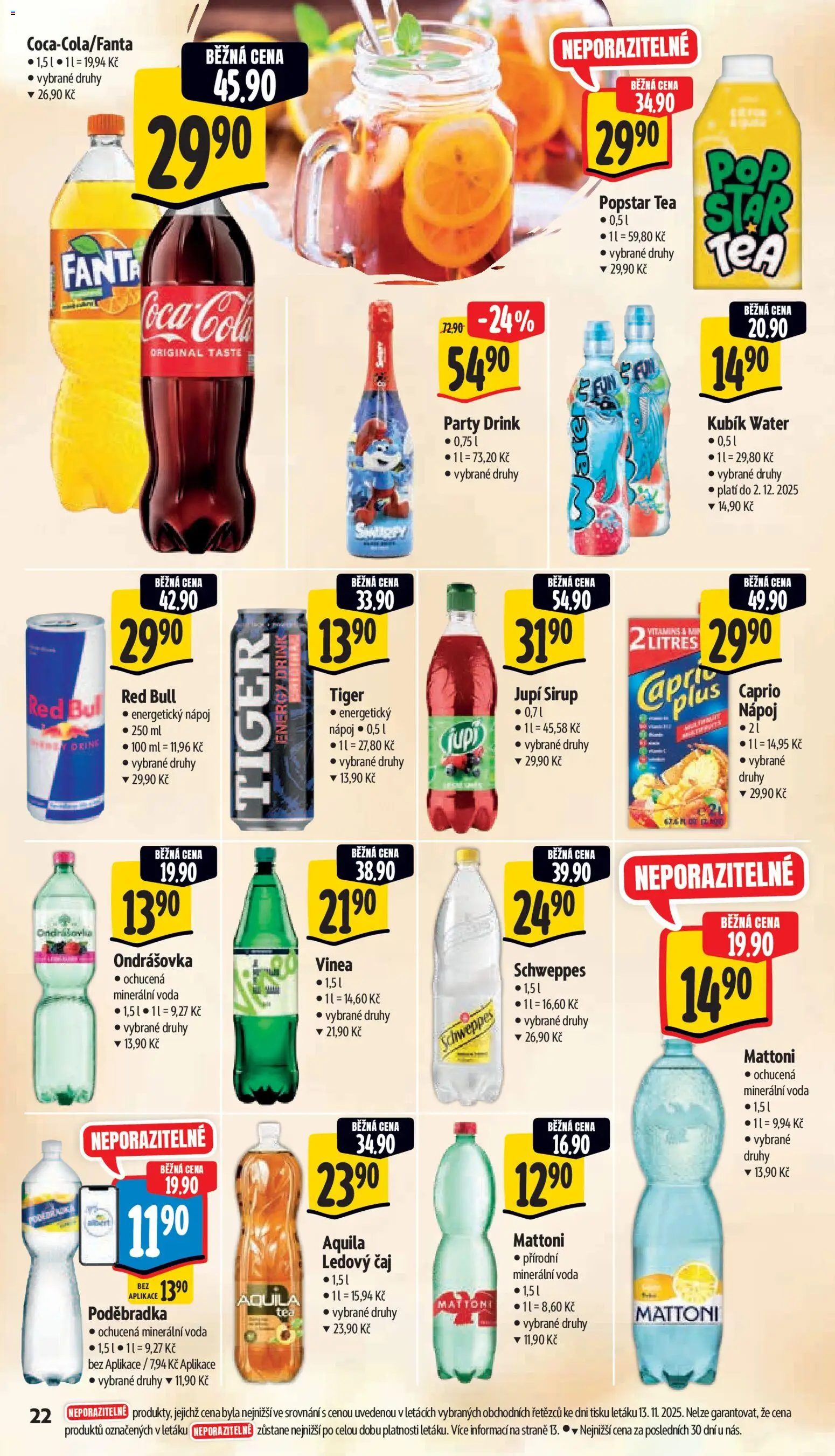Albert leták - Supermarket od 19.11.2025 | Strana: 30 | Produkty: Ondrášovka, Fanta, Minerální voda, Aquila