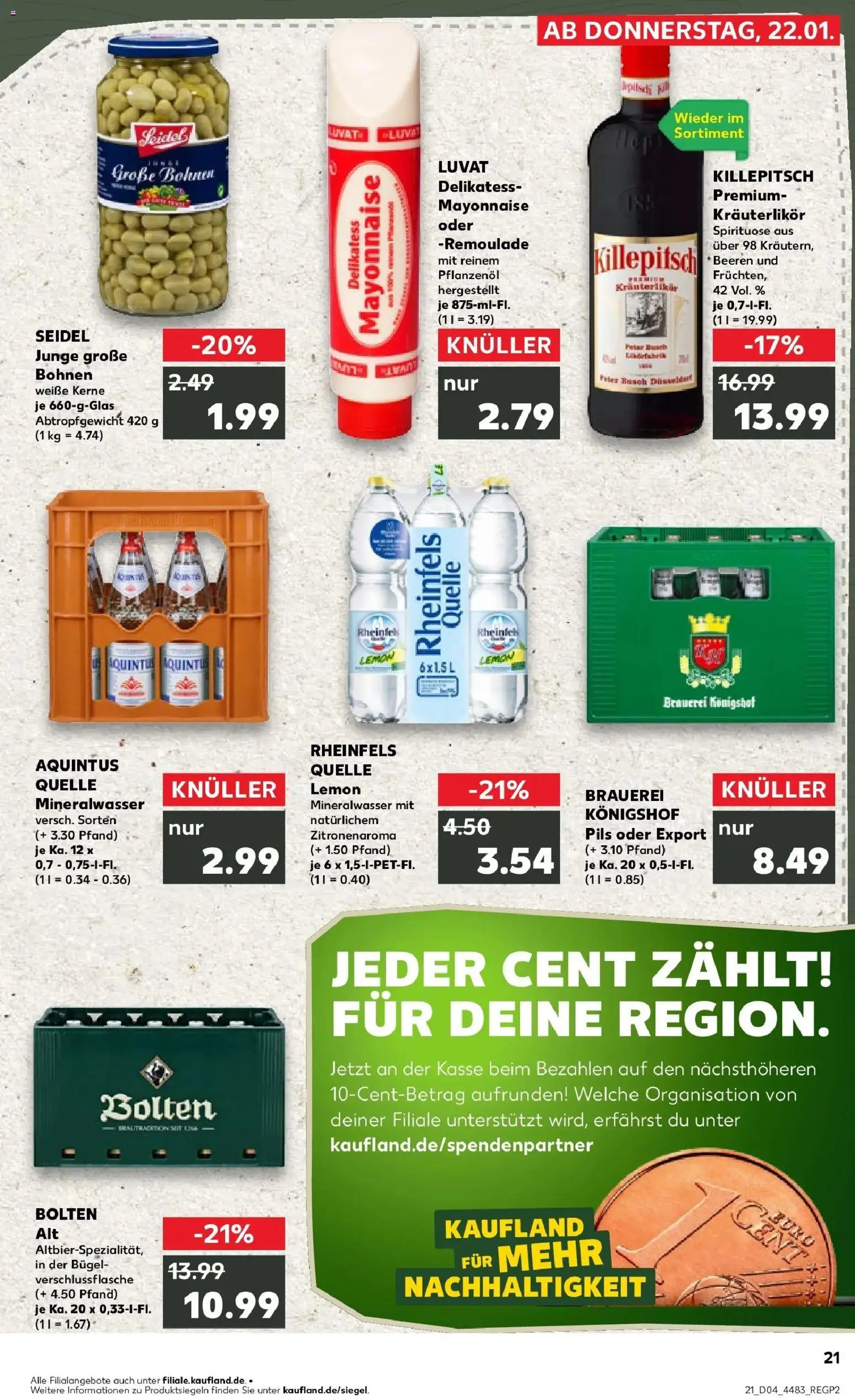 Prospekt Kaufland ab 25.01.2026 » Angebote Online zum Blättern | Seite: 21 | Produkte: Pils, Mineralwasser, Mayonnaise, Rheinfels quelle