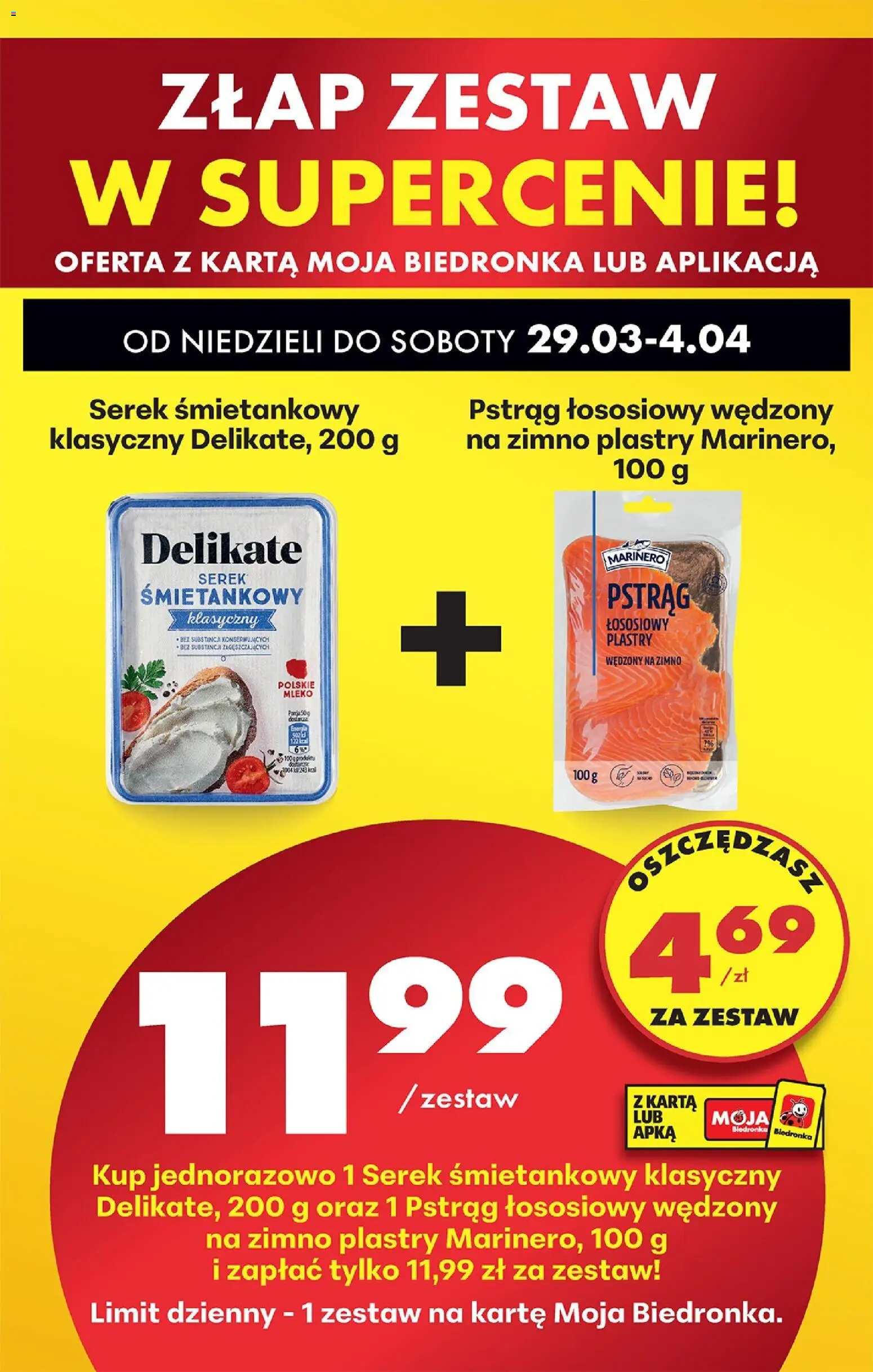 Biedronka gazetka od niedzieli od 29.03.2026 | Strona: 93 | Produkty: Karta, Cream cheese, Pstrąg łososiowy, Mleko
