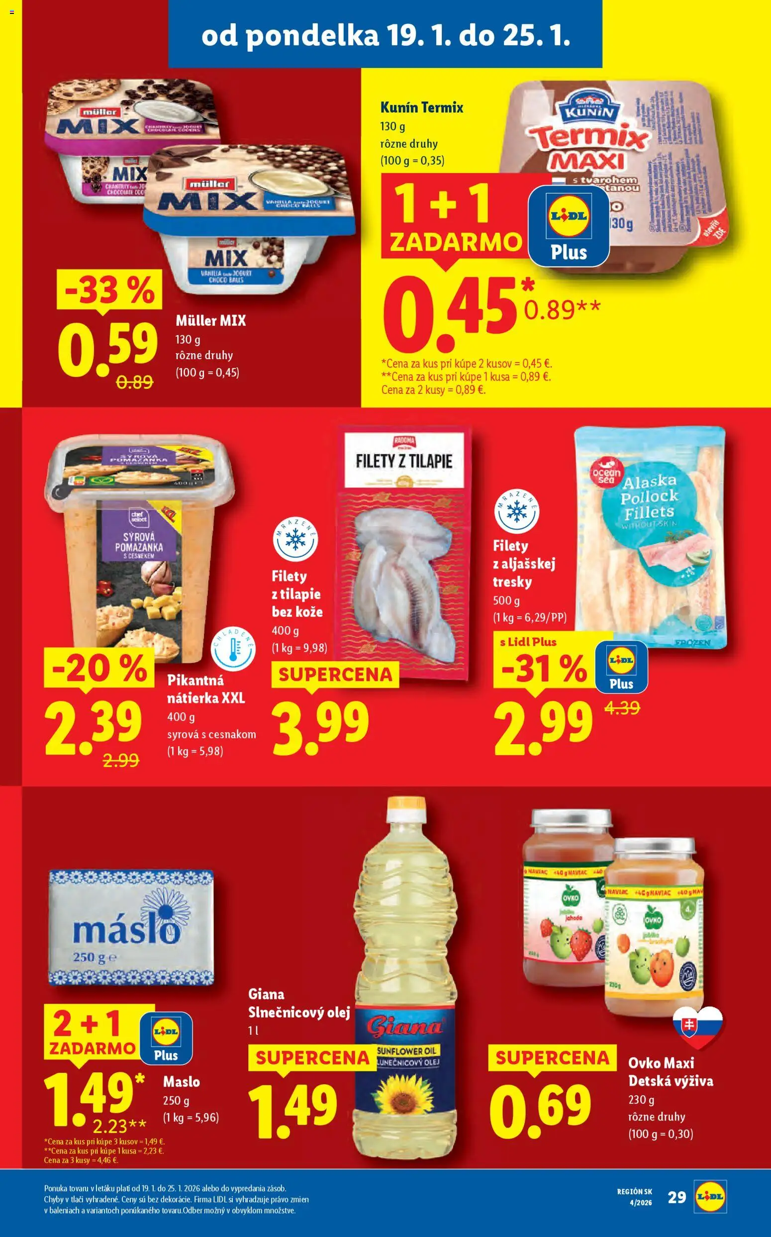 Nové Lidl akcie – leták je platný od 22.01.2026 | Strana: 65 | Produkty: Maslo, Olej, Slnečnicový olej