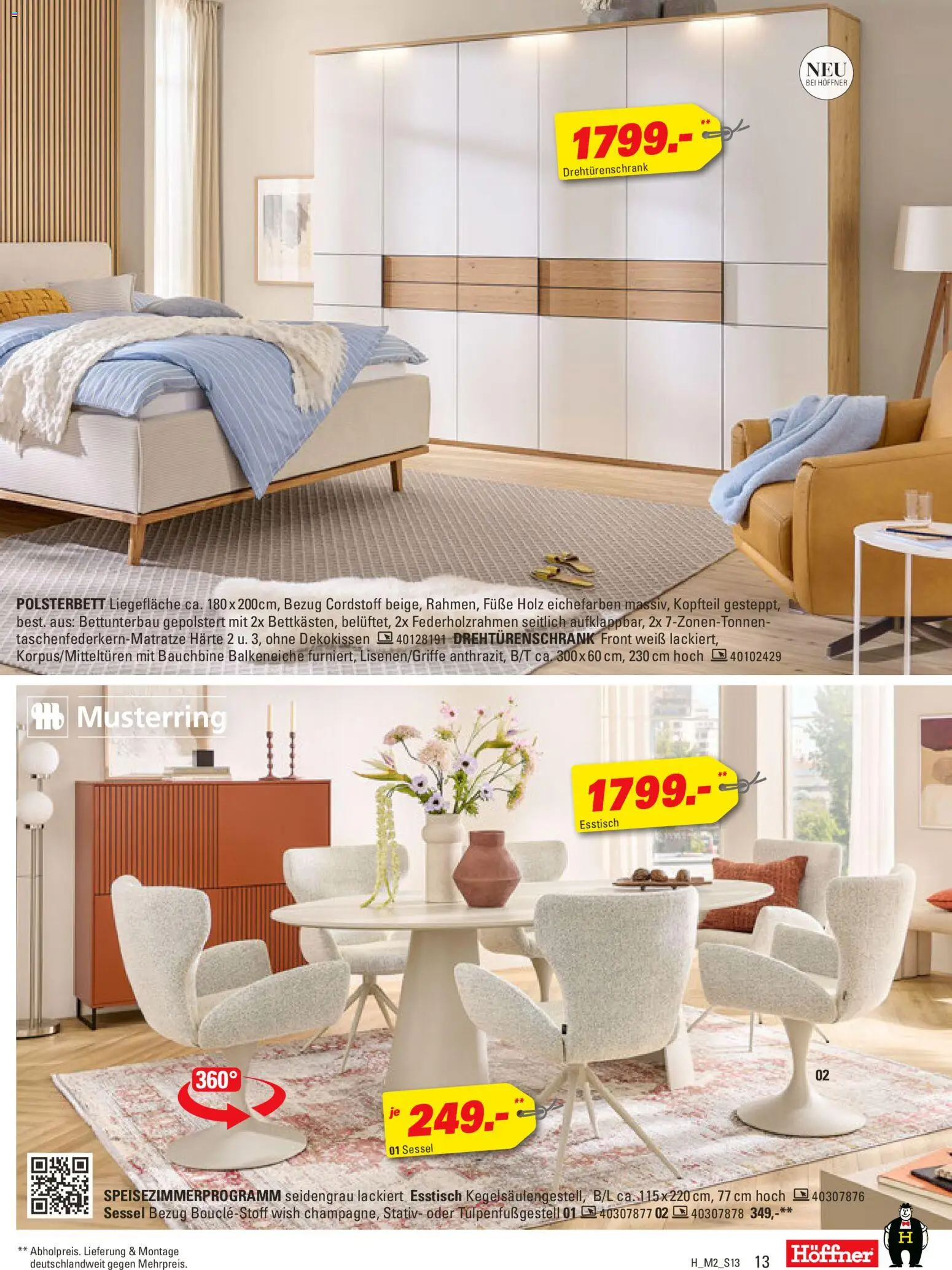 Höffner Prospekt 	 – gültig ab 10.02.2026 | Seite: 13 | Produkte: Esstisch, Sessel, Polsterbett, Stativ