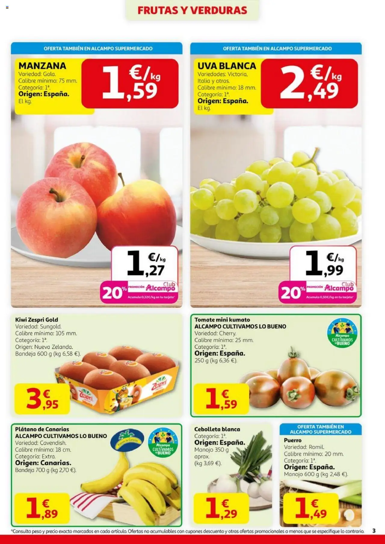 Alcampo - HP Nacional Unificado │ válido desde el 11.09.2025 | Página: 3 | Productos: Kiwi, Manzana, Peso, Bandeja