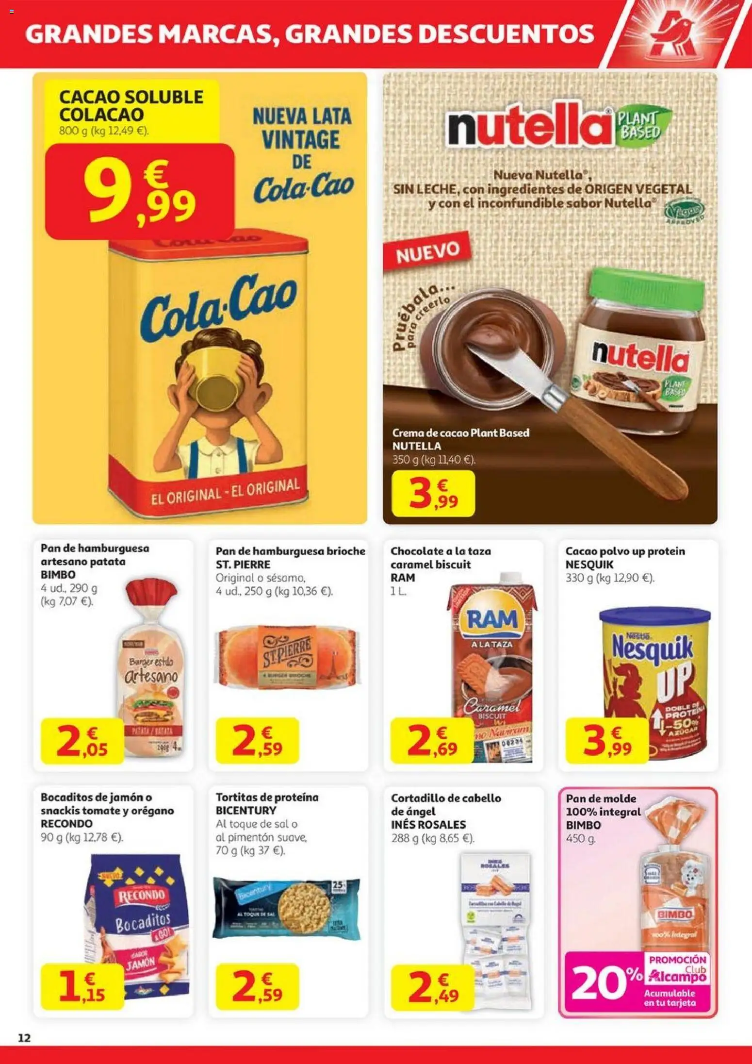 Alcampo - HG Madrid Unificado  │ válido desde el 23.10.2025 | Página: 12 | Productos: Chocolate, Crema de cacao, Pan de molde, Cacao soluble