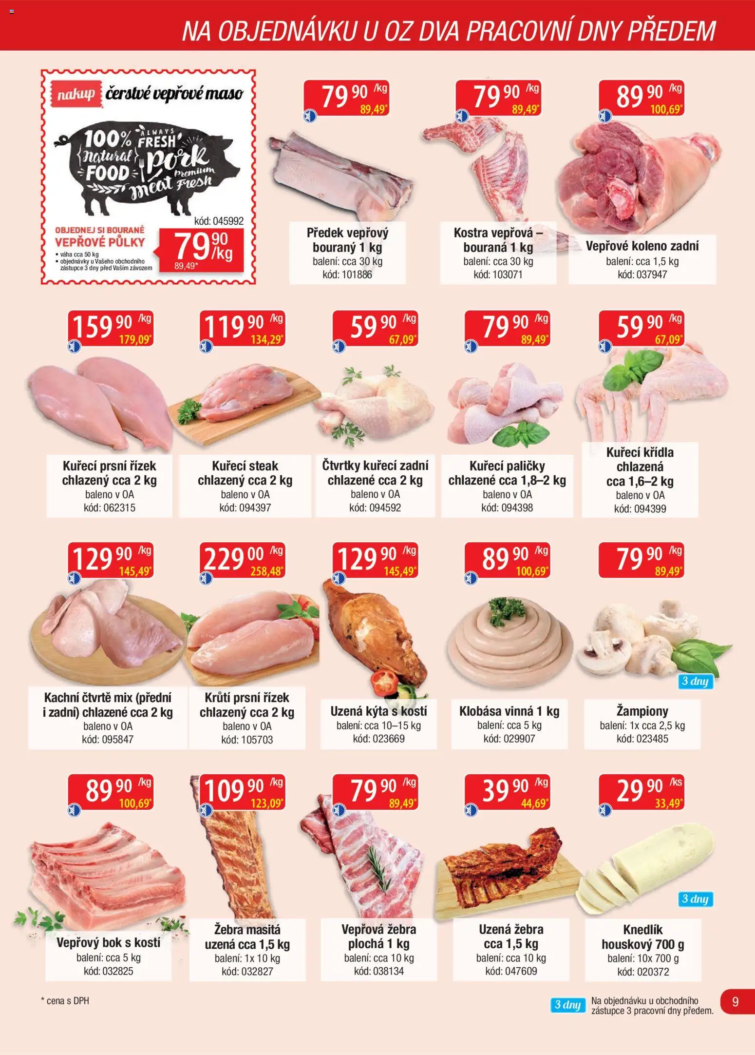 Astur & Qanto leták - Velkoobchod fresh 01/2026 od 01.01.2026 | Strana: 9 | Produkty: Vepřové půlky, Steak, Kuřecí Křídla, Maso