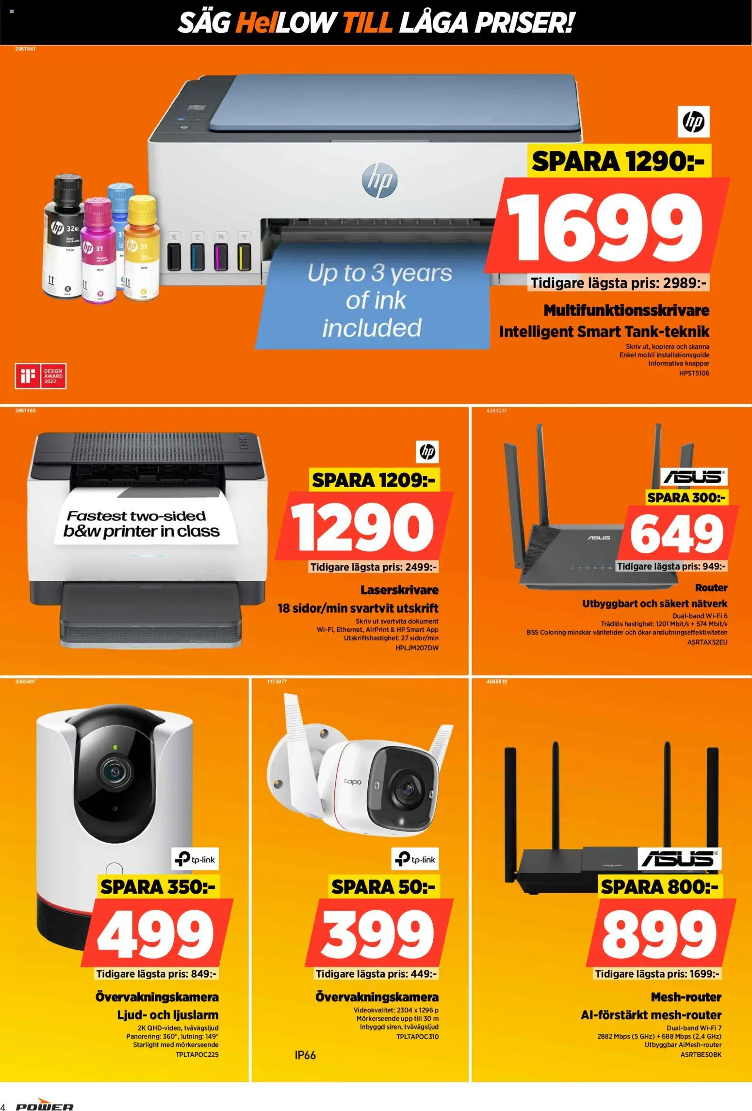 Power reklamblad aktuell från 20.04.2026 | Sida: 4 | Produkter: Övervakningskamera, Såg, Router, Wifi
