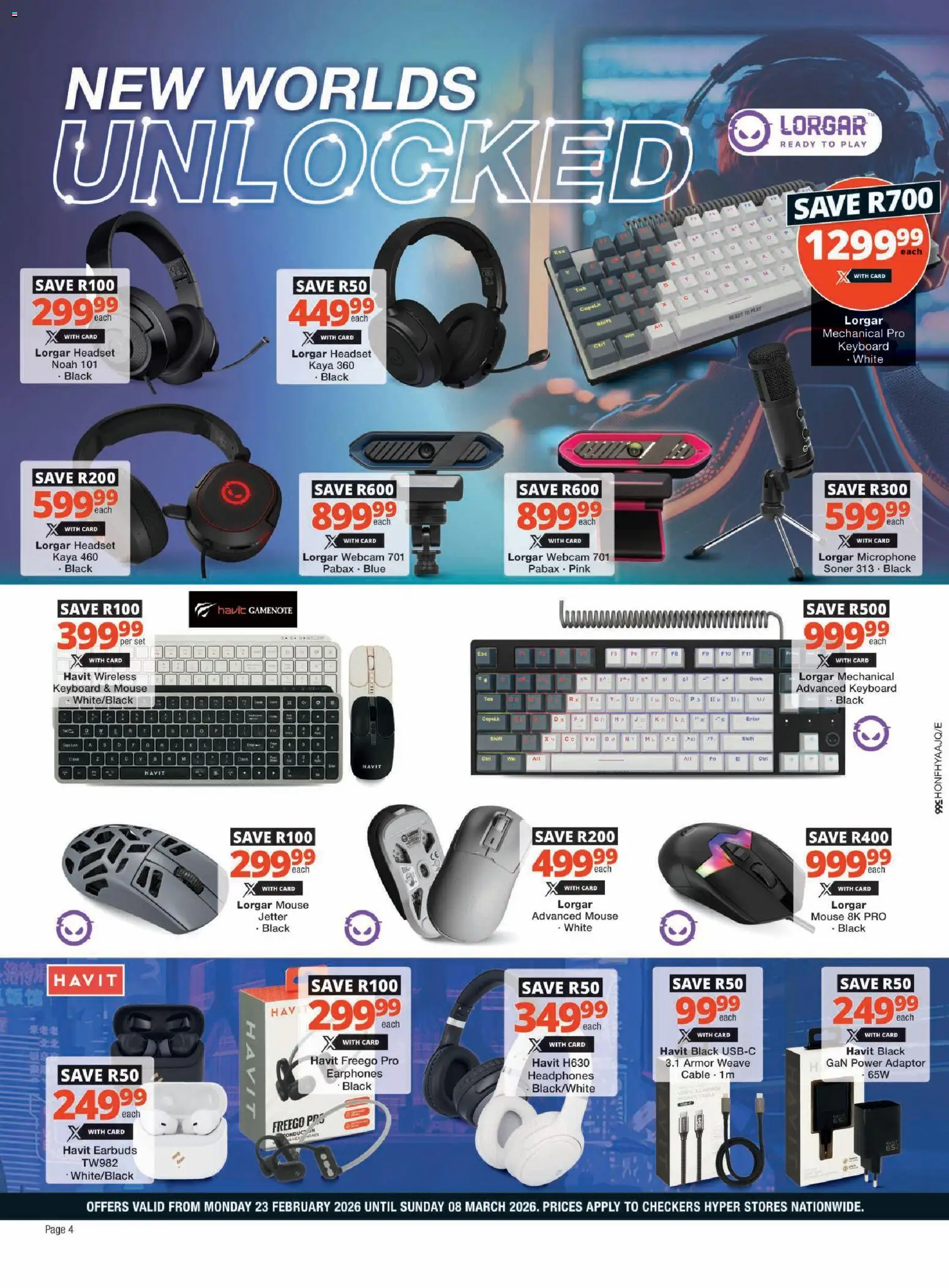 New Checkers catalogue – valid from 23.02.2026 | Page: 4 | Products: Headset, Earphones, Earbuds, Cable