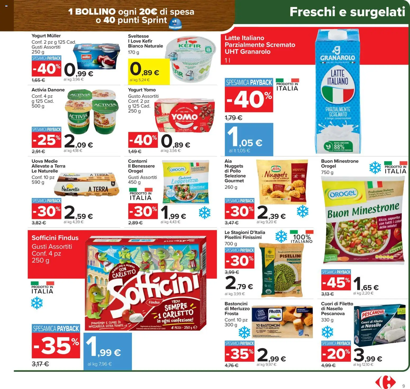 Volantino Carrefour del 15.01.2026 | Pagina: 9 | Prodotti: Minestrone, Caffè, Pomodoro, Nasello