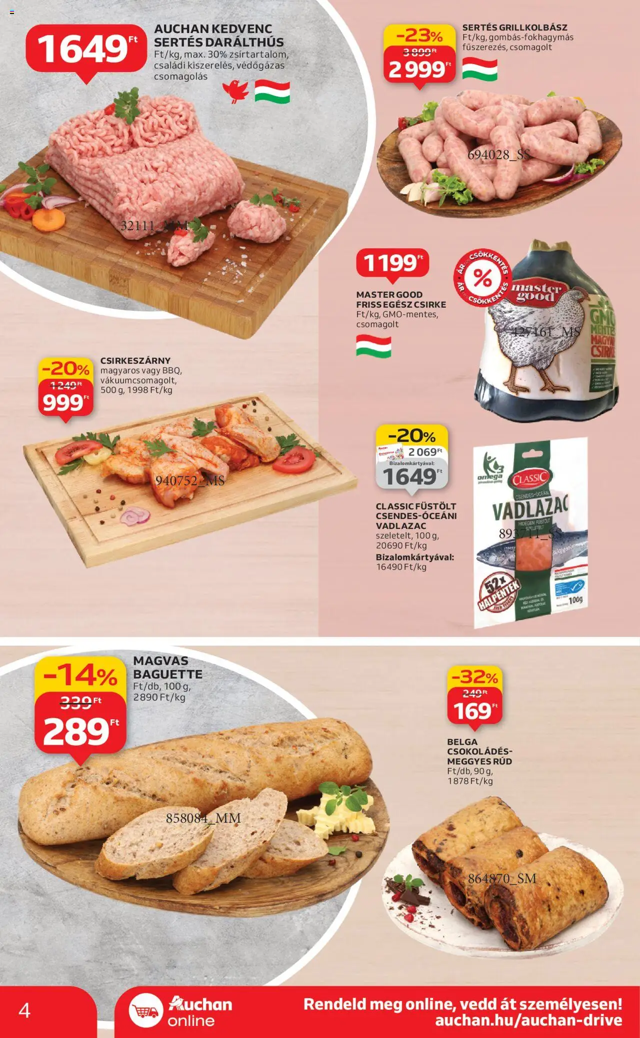 Auchan akciós ujság - amely érvényes a következő dátumtól: 21.08.2025 | Oldal: 4 | Termékek: Grillkolbász, Egész csirke