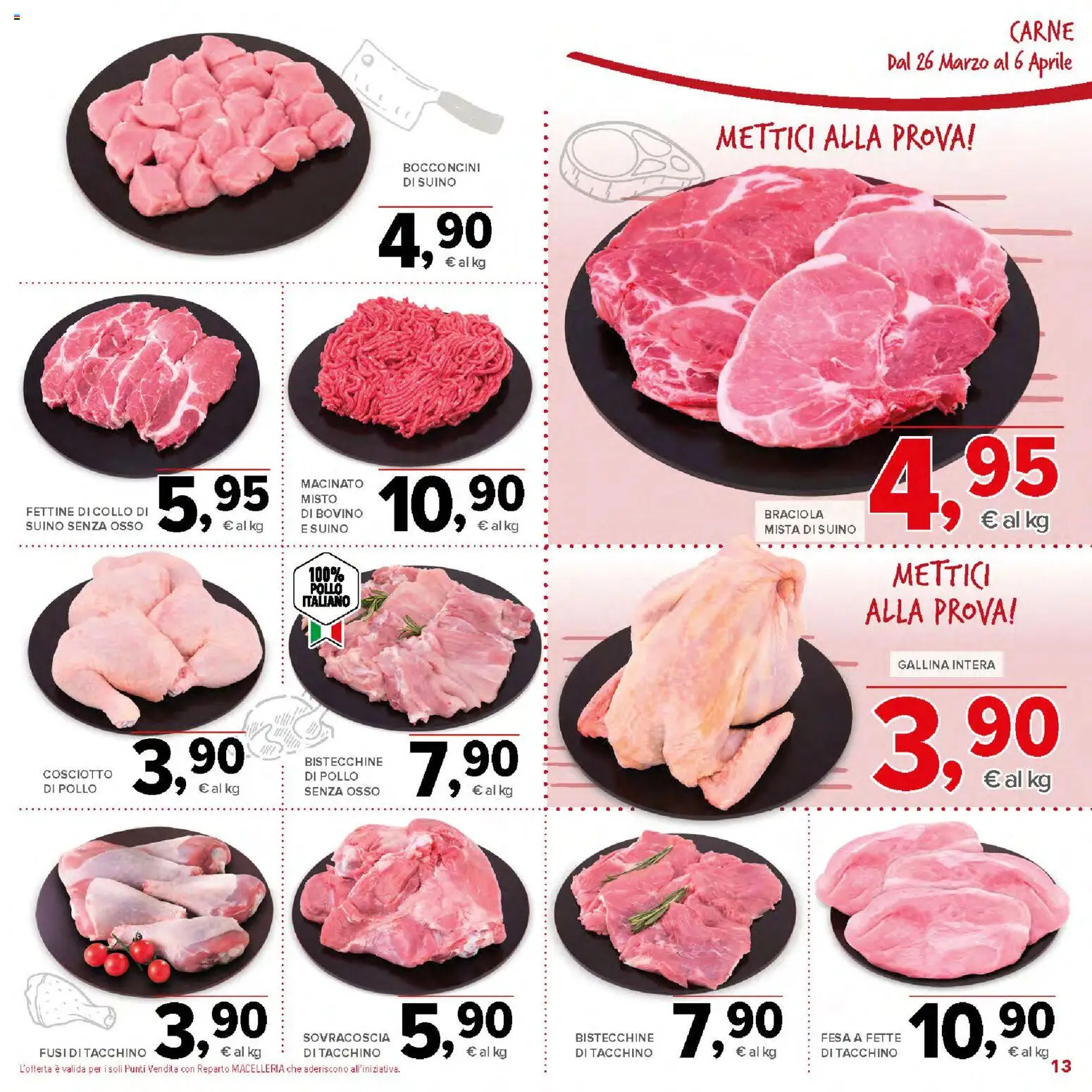Volantino Todis del 26.03.2026 | Pagina: 13 | Prodotti: Bovino, Pollo, Suino, Tacchino