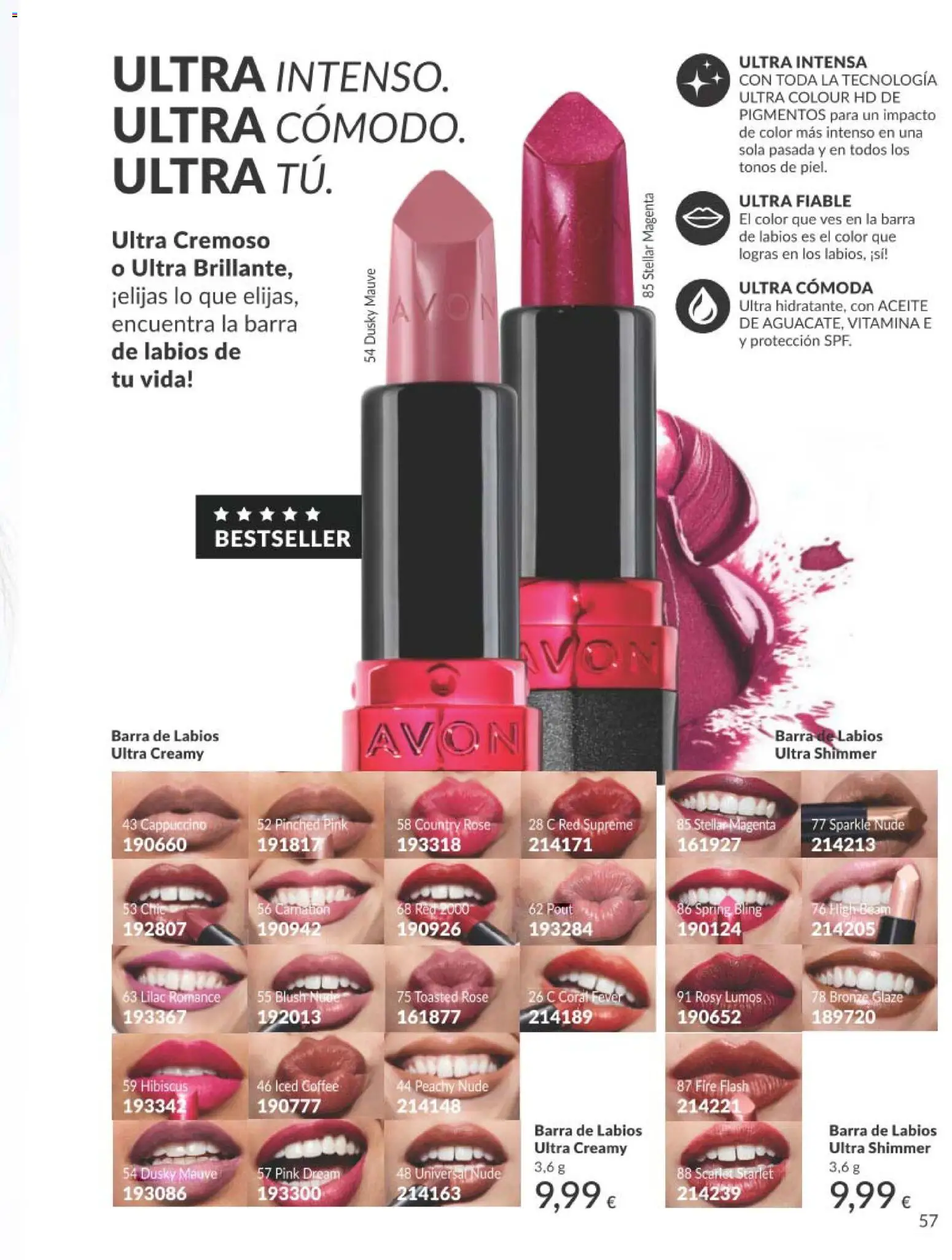 Catálogo AVON campaña 1 │ válido desde el 01.01.2026 | Página: 57 | Productos: Aceite, Barra de labios