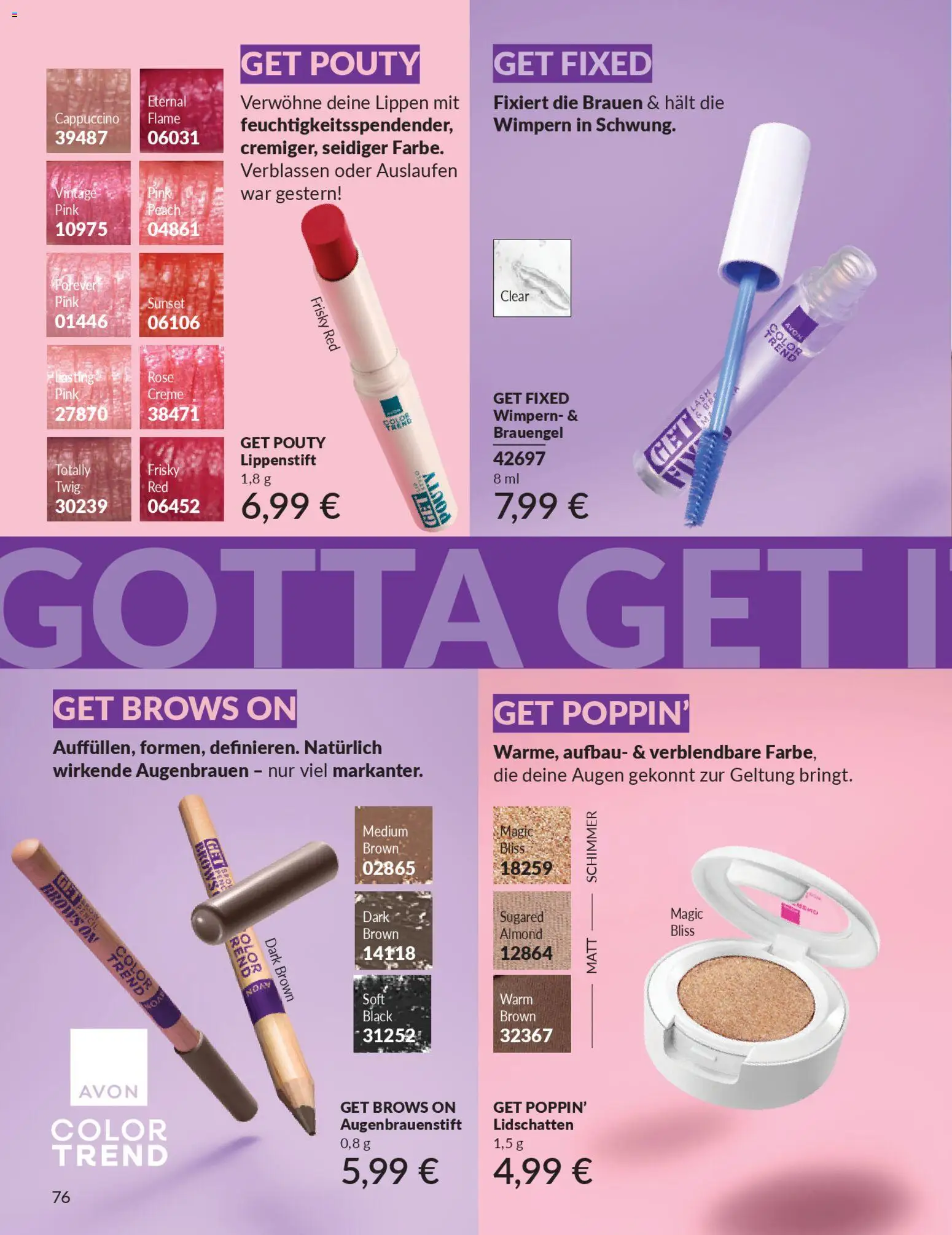 AVON Katalog März 2026 – gültig ab 01.03.2026 | Seite: 78 | Produkte: Lidschatten, Lippenstift, Creme, Augenbrauenstift