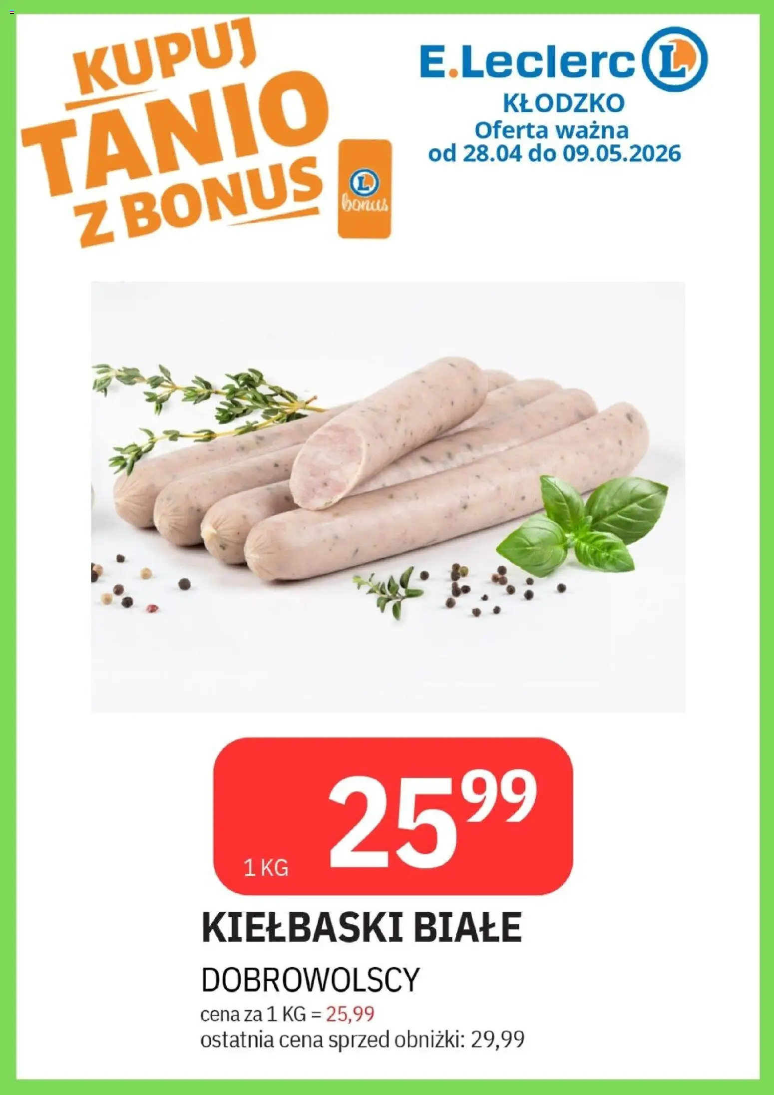 E.Leclerc gazetka - Kłodzko od 28.04.2026 | Strona: 23 | Produkty: Kiełbaski