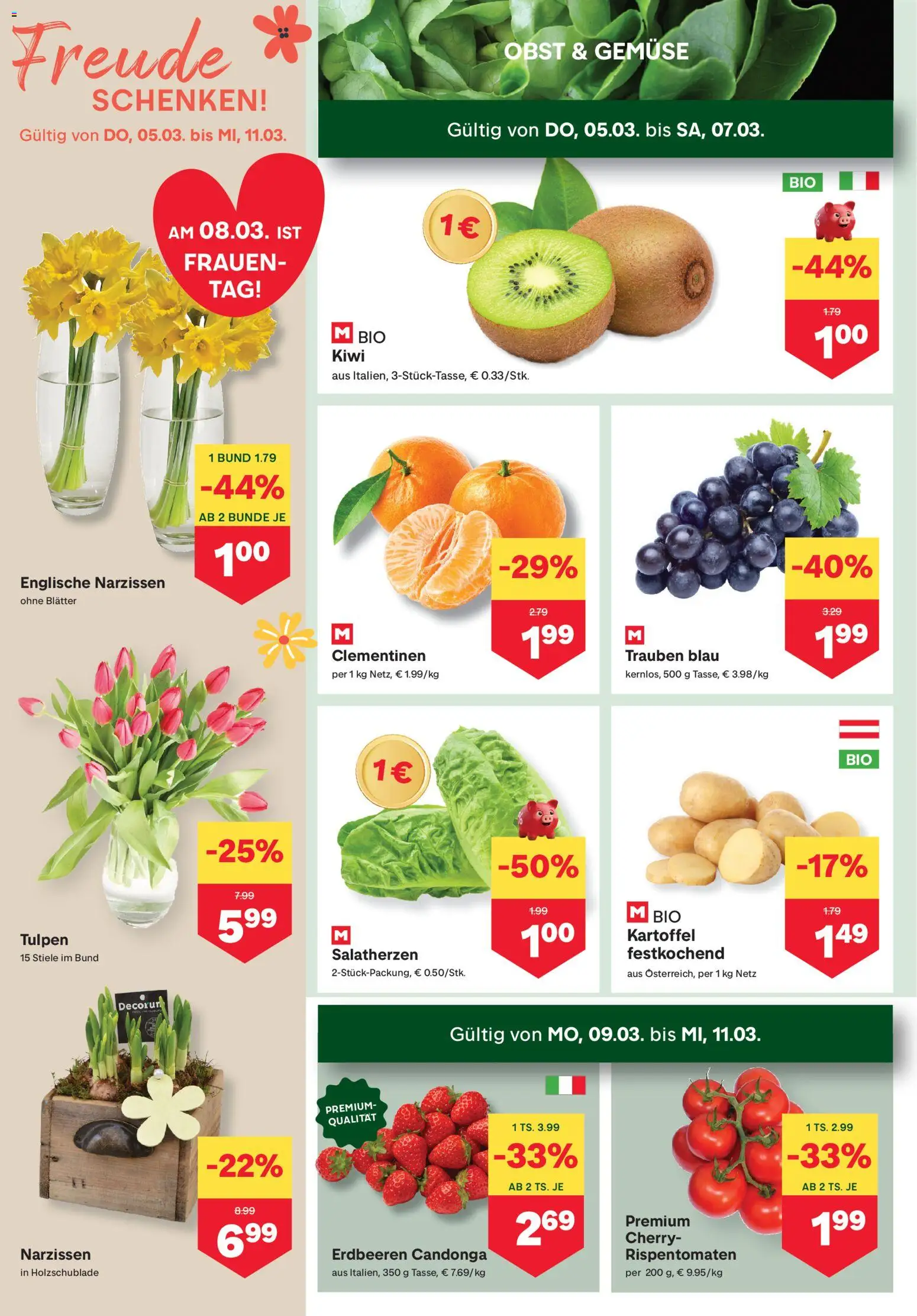 MPREIS Flugblatt gültig ab 05.03.2026 | Seite: 2 | Produkte: Erdbeeren, Kiwi, Gemüse, Obst