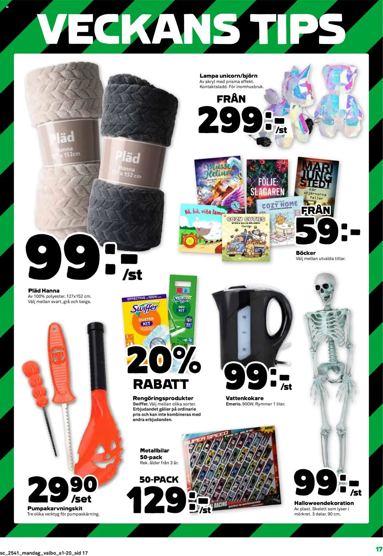 Coop Forum reklamblad aktuell från 06.10.2025 | Sida: 17 | Produkter: Vattenkokare, Pläd, Galler, Lampa